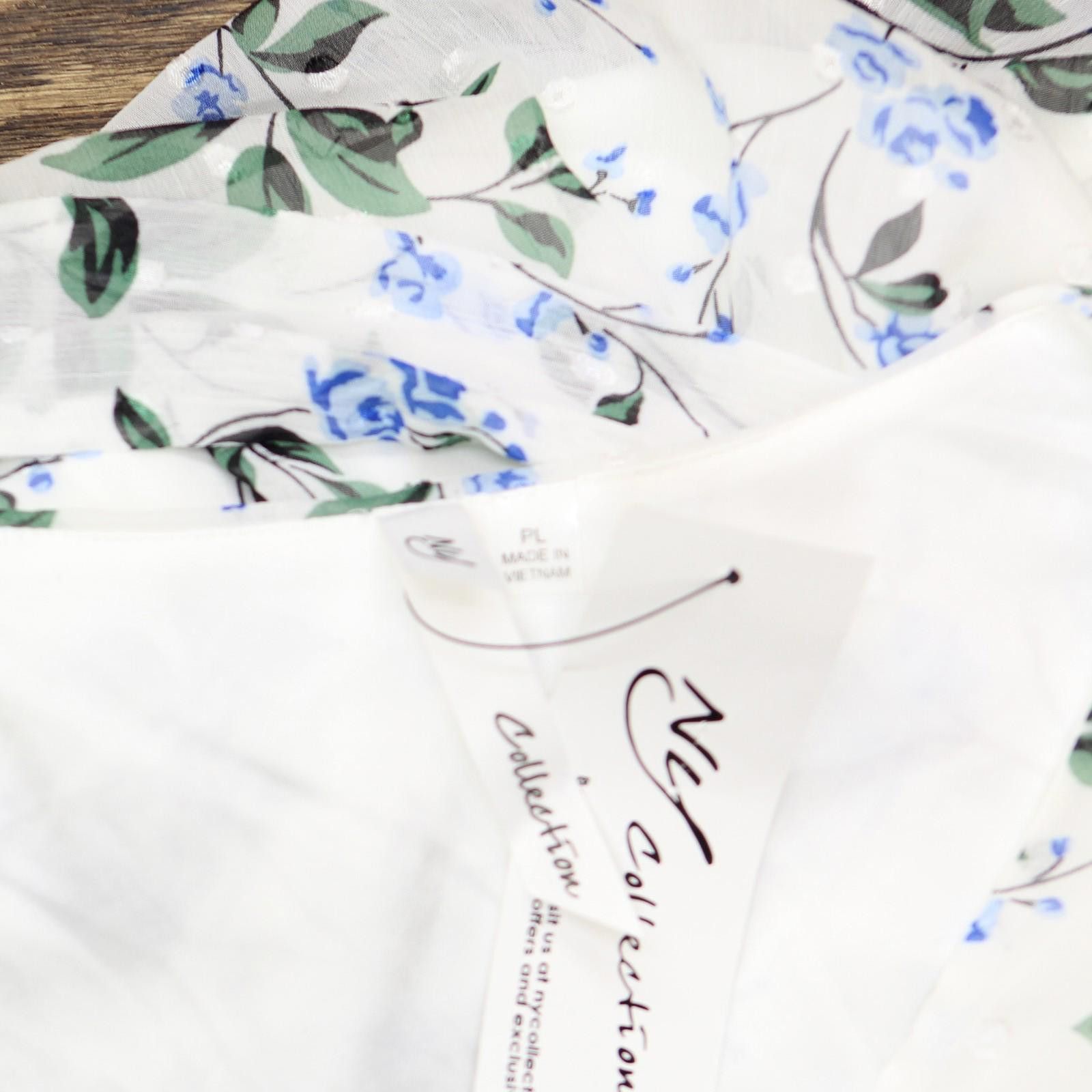 Other Nwt Ny Collection High Low Hem Chiffon Dress Blue Floral Pl Size L / US 10 / IT 46 - 3 Thumbnail