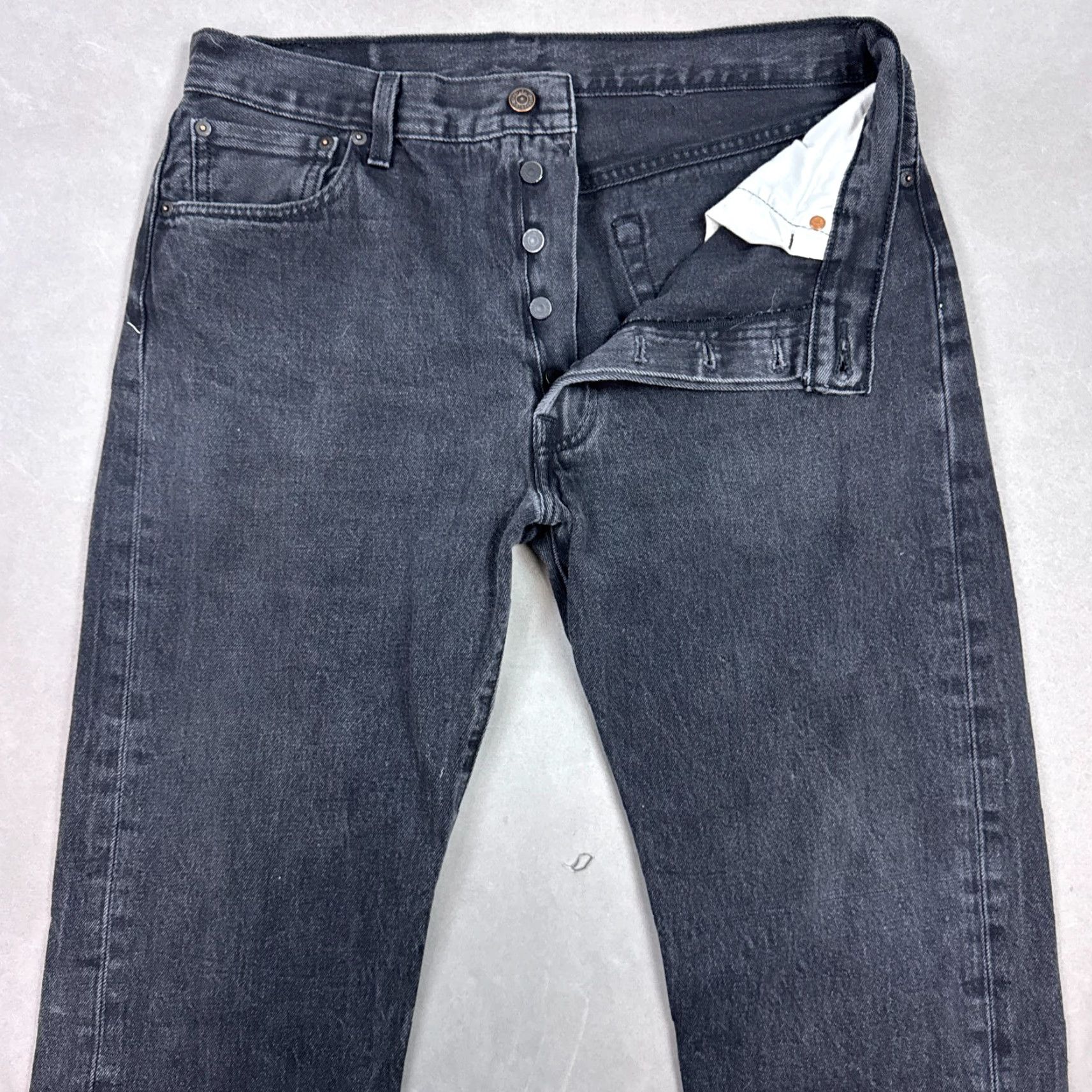 Levi's Levi's 501 Jeans Mens 34x27 Black Denim Pants Button Fly Dark Workwear (Tag36x30) Regular Mens Jeans Black 501 Series Vintage: No Size US 36 / EU 52 - 2 Thumbnail