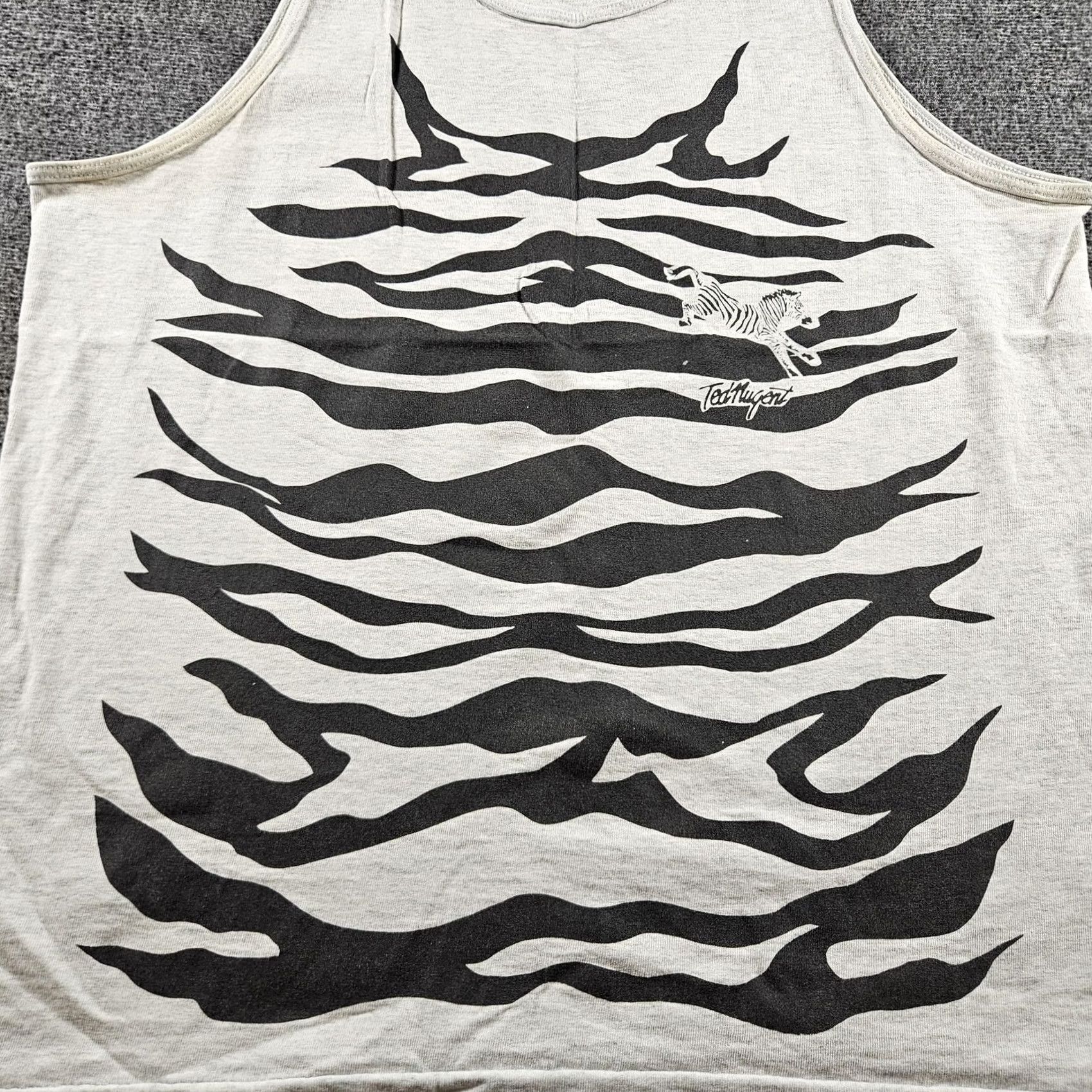 Fruit Of The Loom VINTAGE Fruit Of The Loom Shirt Mens L Gray Ted Nugent Zebra Tank 80s Rock Music Shirt Mens Size US L / EU 52-54 / 3 - 2 Thumbnail