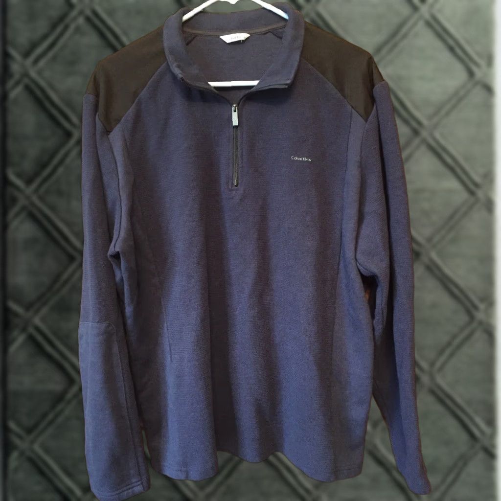 Calvin Klein Calvin Klein Sweater Navy Blue 1/4 Zip Pullover Cotton Mens Size L B364 Size US L / EU 52-54 / 3 - 1 Thumbnail