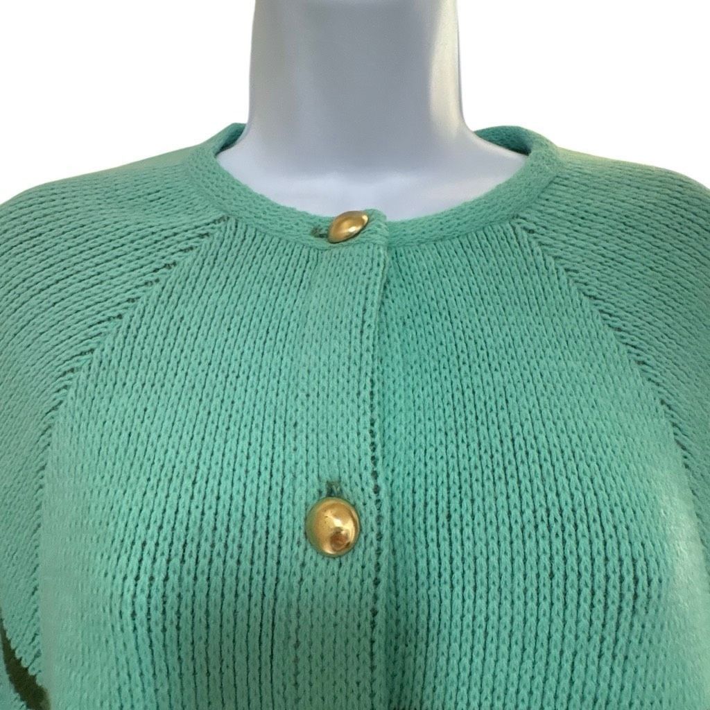 Vintage Vtg Carol Brent Teal Argyle Knit Cape Poncho Sweater 60s 70s Size M / US 6-8 / IT 42-44 - 3 Thumbnail