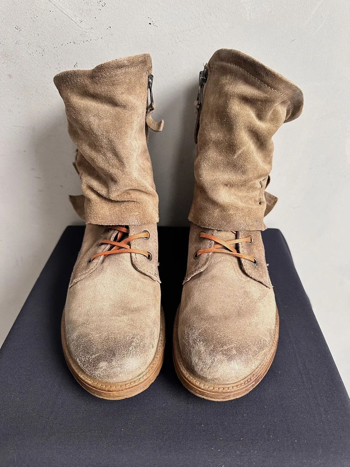 A.S.98 Wow😻LEATHER BOOTS AS 98 IFSIXWASNINE METAL ZIP FAUX POELL Size US 7.5 / EU 40-41 - 4 Thumbnail