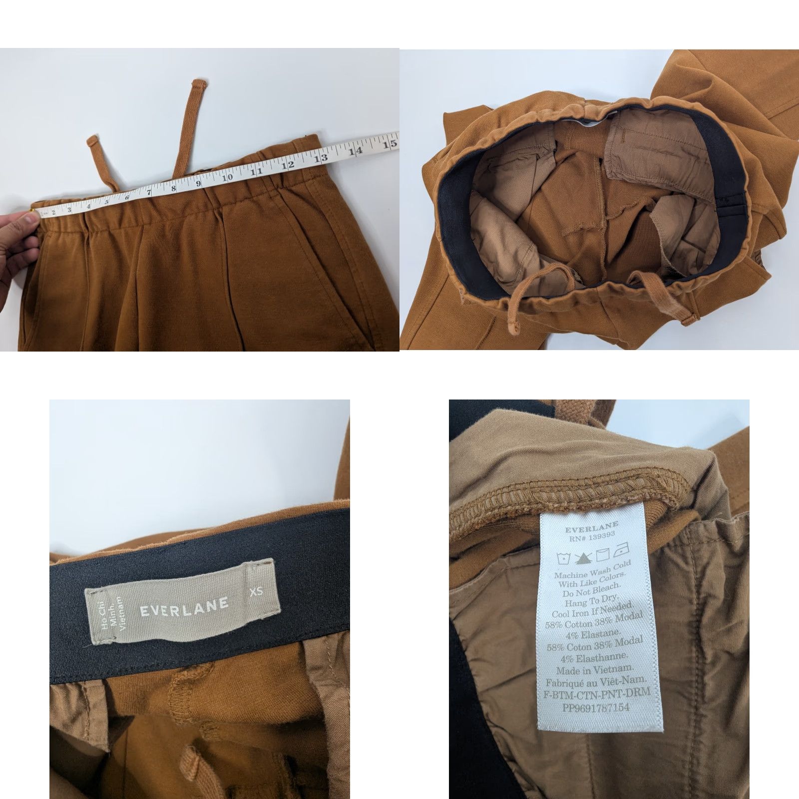 Everlane Everlane The Dream Pant Cotton Modal Stretch Pull-On Drawstring Brown Camel XS Pant Women Pull On Stretch Elastic Waist Ankle Casual 90s? Size 26" / US 2 / IT 38 - 8 Thumbnail