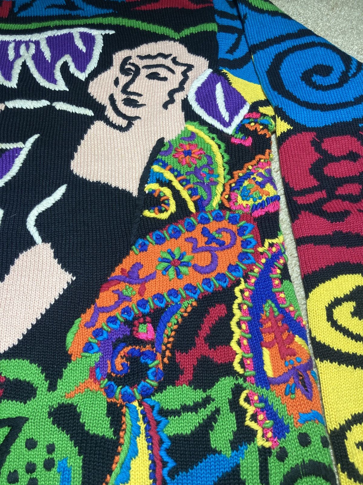 Japanese Brand SS92 Yoshiyuki Konishi Woman Painting Hand Knit Sweater 1992 Size US M / EU 48-50 / 2 - 2 Thumbnail