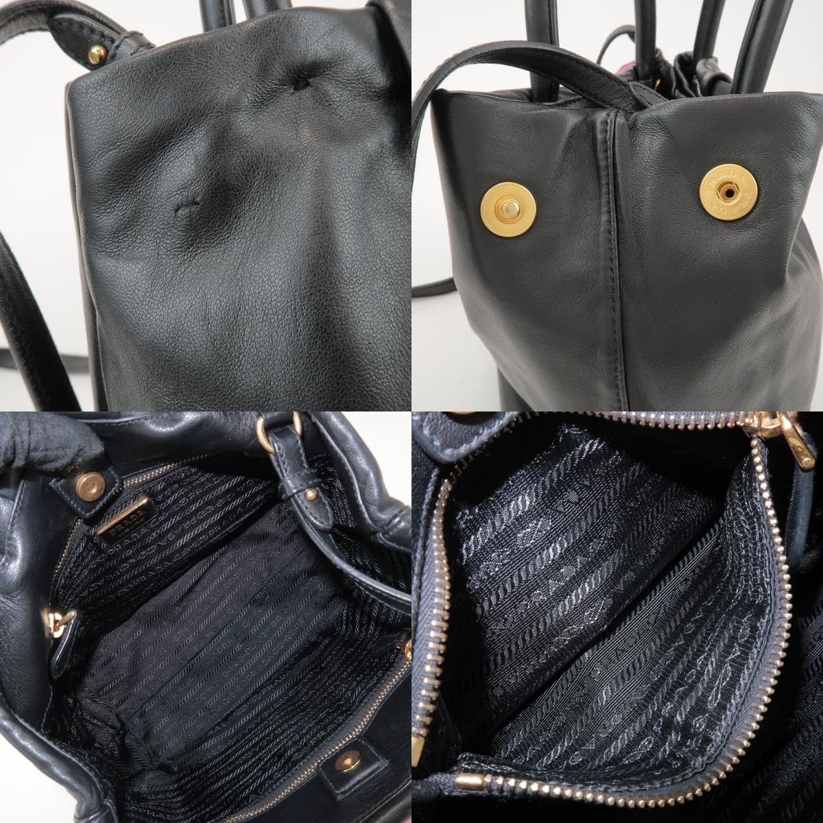 Prada Prada Bow Leather Shoulder Bag Black Size ONE SIZE - 7 Thumbnail