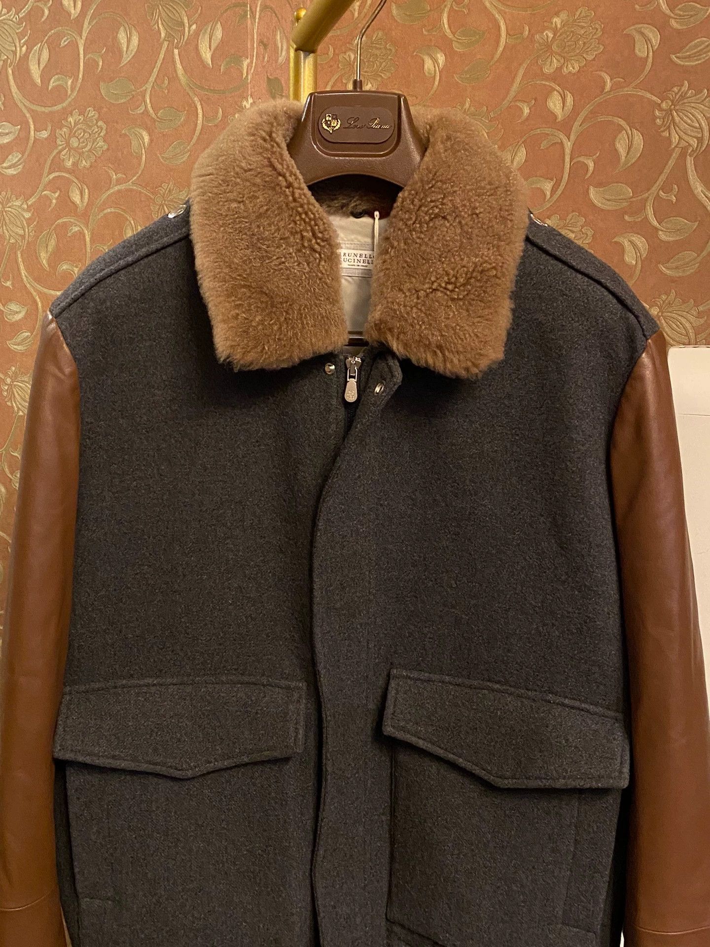 Brunello Cucinelli BRUNELLO CUCINELLI Fur Collar Leather Sleeve Pilot Jacket M Size US M / EU 48-50 / 2 - 2 Thumbnail