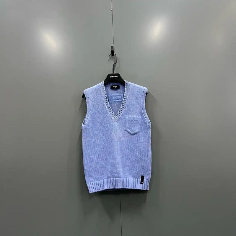 Fendi Fendi Summer Blue Wool Sleeveless Knit Top 0089 Size S / US 4 / IT 40 - 1 Thumbnail