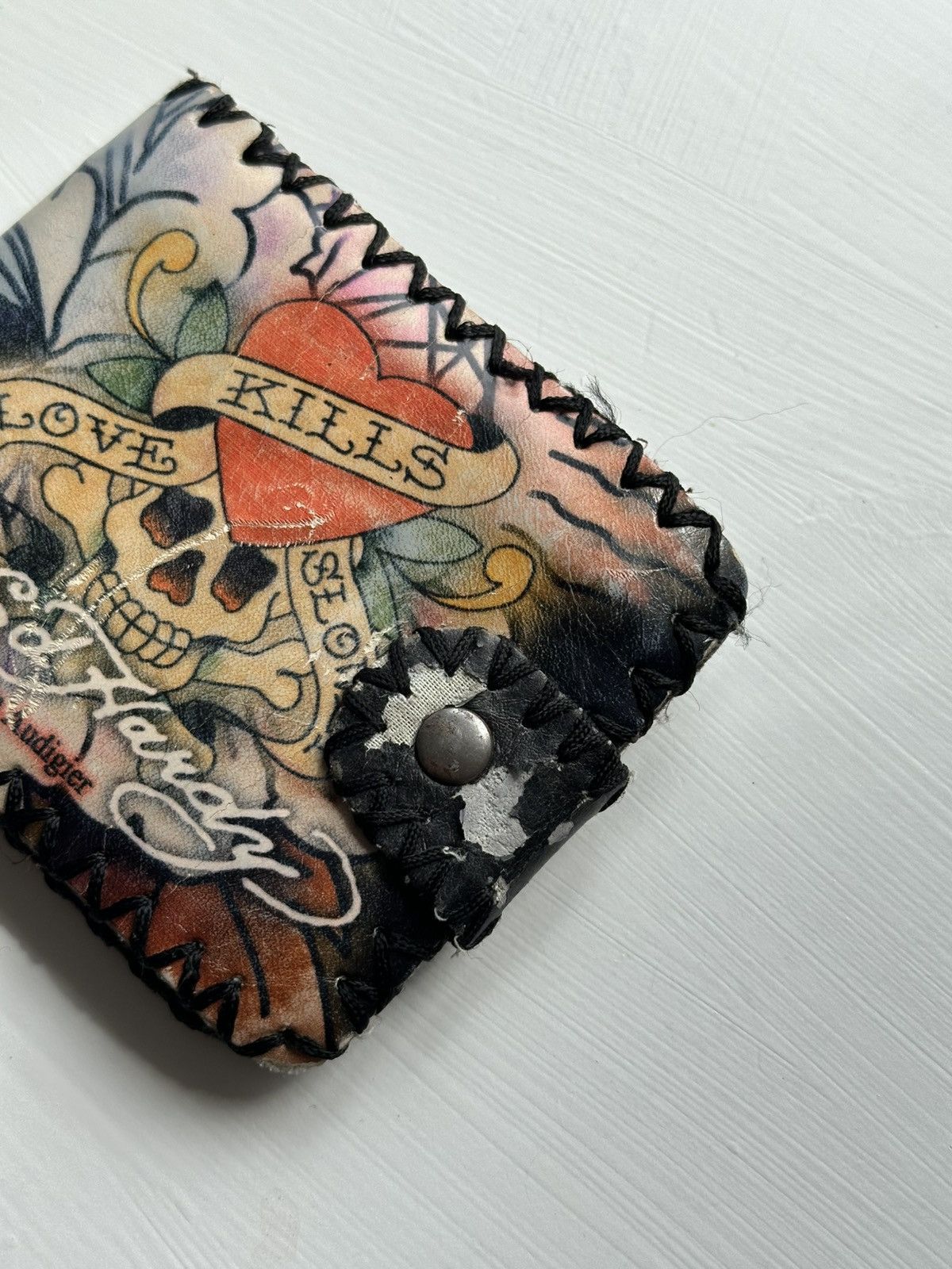 Ed Hardy × Vintage Ed Hardy Multi Skull Tattoo Design Wallet Christian Audigier Size ONE SIZE - 5 Thumbnail