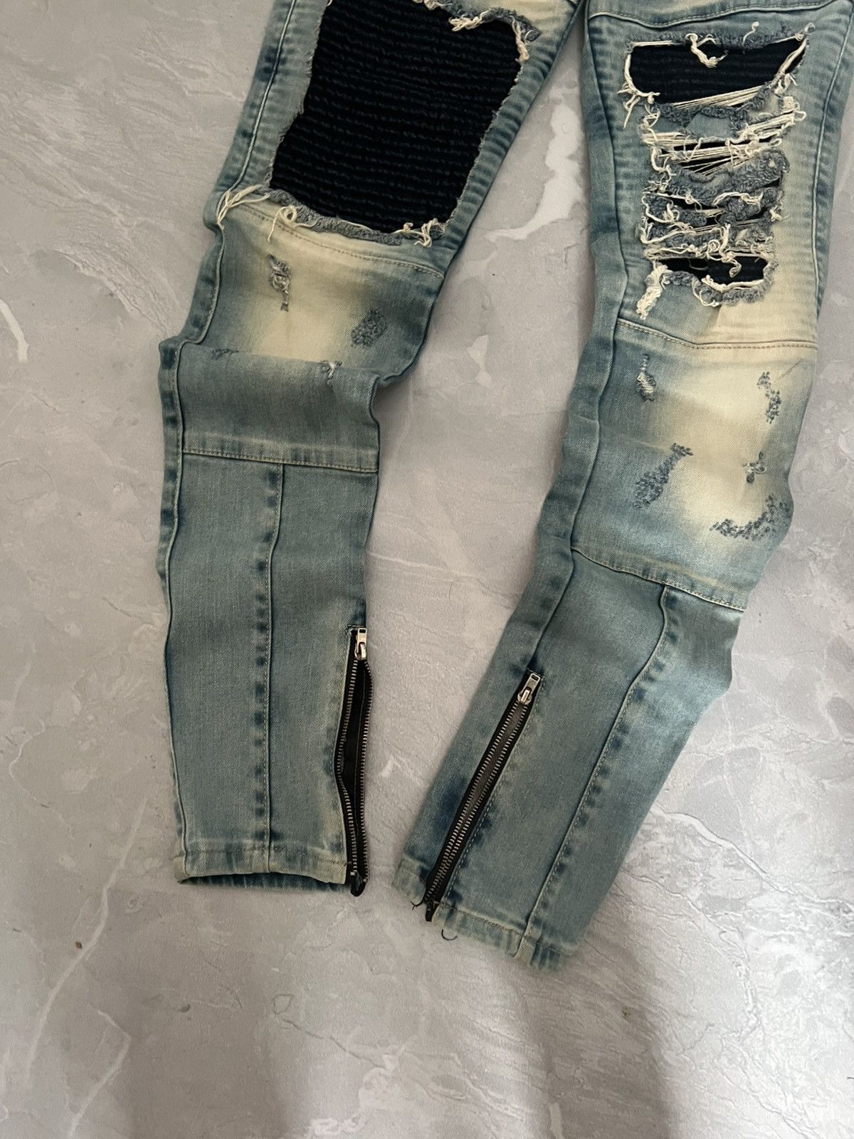 Japanese Brand Glamour Streetwear Skinny Glitter / Faded Destroyed Y2K Size US 29 - 4 Thumbnail