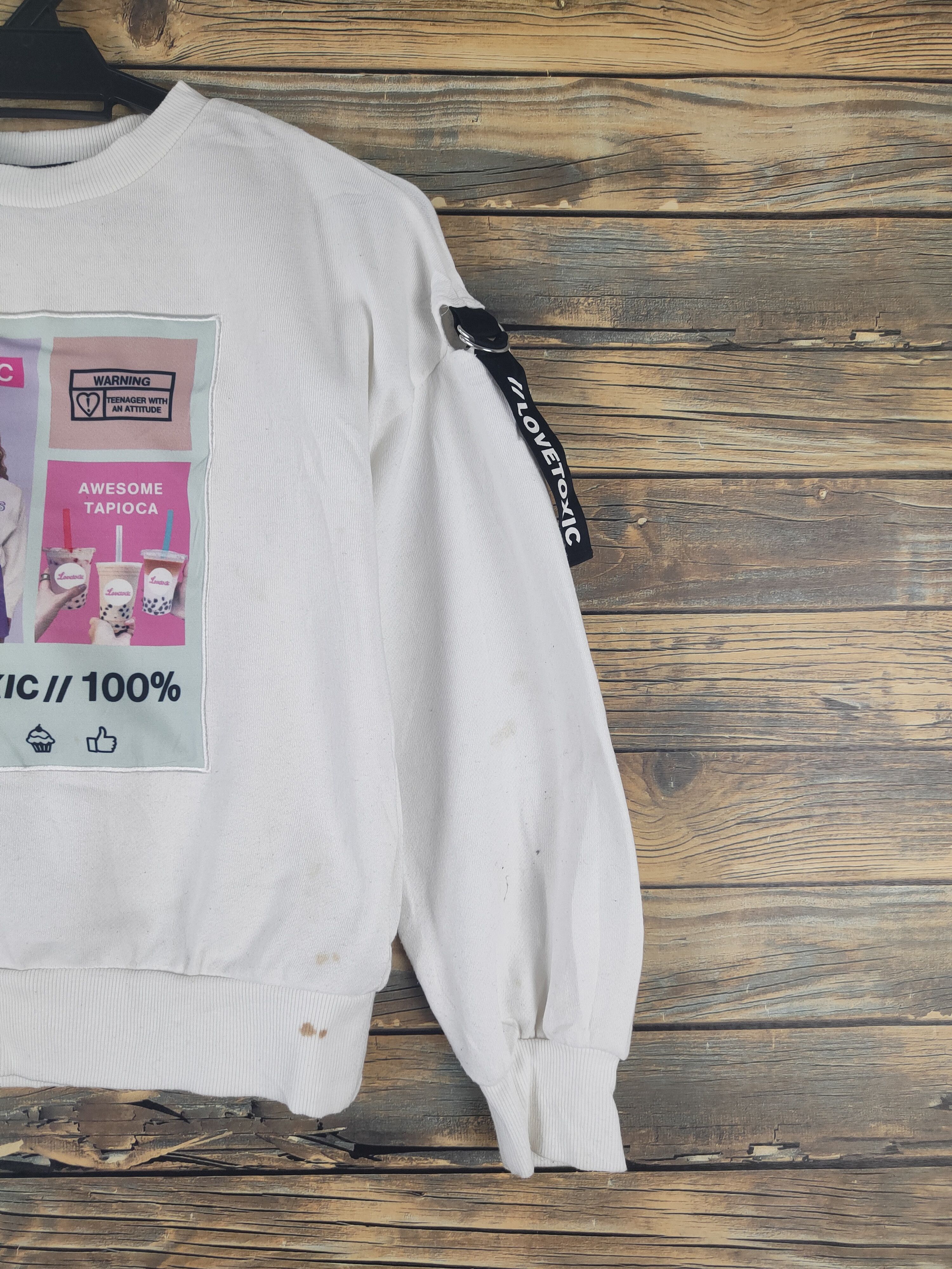 Japanese Brand × Vintage Vintage 💥 Lovetoxic White Sweatshirts Size S / US 4 / IT 40 - 7 Thumbnail