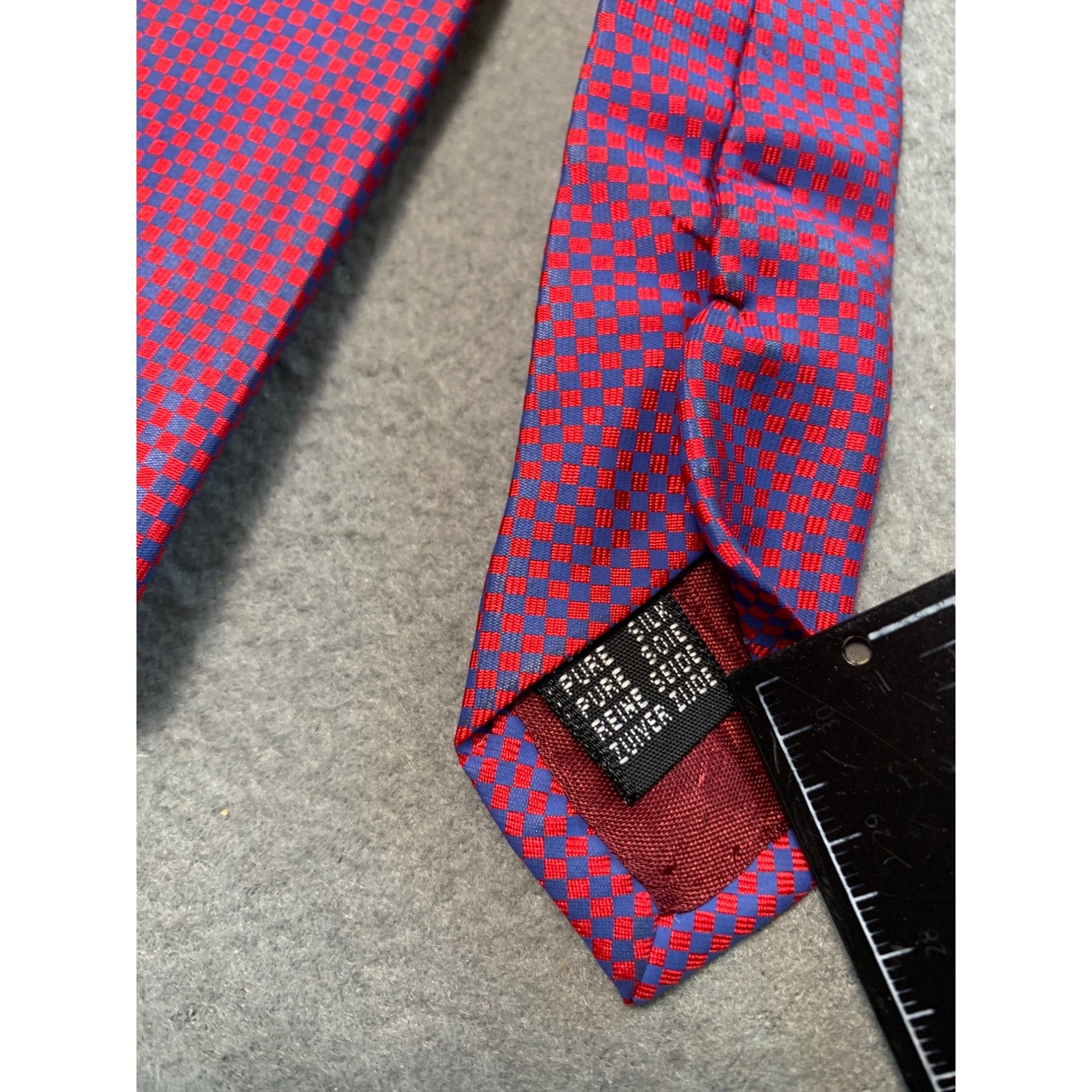 Other Eduardo Luigi Mens Silk Tie Red Blue Checkered Pattern Made Size ONE SIZE - 4 Thumbnail