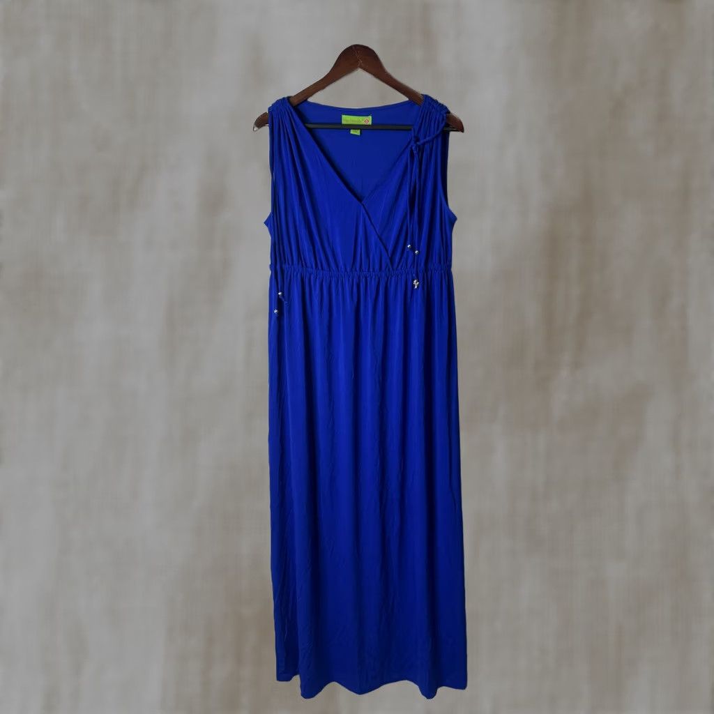 Vintage VINTAGE Island Republic Blue Maxi Dress Women's L Sleeveless Scoop Neck Cotton Casual Summer Dress Size L / US 10 / IT 46 - 1 Thumbnail