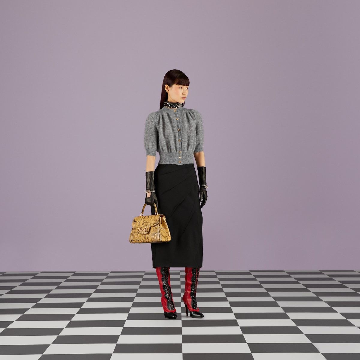 Gucci o1s1wg111025 Wool Midi Skirt With Draping in Black Size 28" / US 6 / IT 42 - 2 Thumbnail