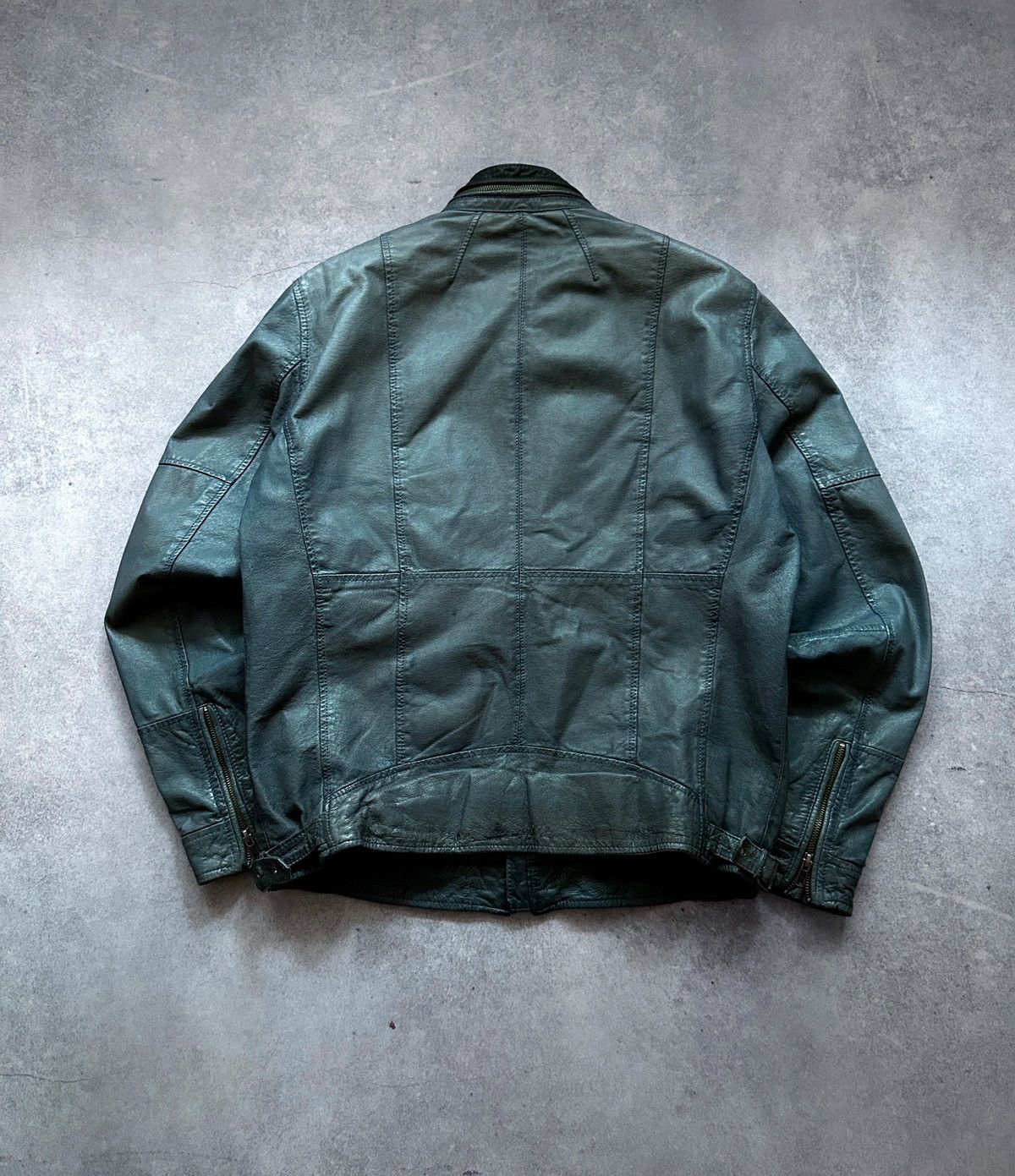 Genuine Leather Jofama by “Malung Sweden washed”blue leather jacket mens Size US L / EU 52-54 / 3 - 4 Thumbnail