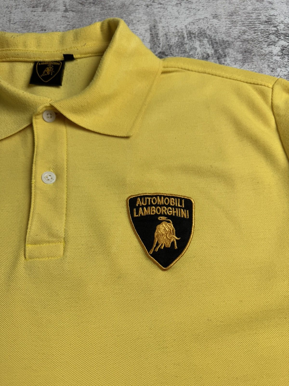 Lamborghini Lamborghini Automobili Yellow Vintage Racing Men’s XL Retro Polo T Shirt Tee Size US XL / EU 56 / 4 - 13 Thumbnail