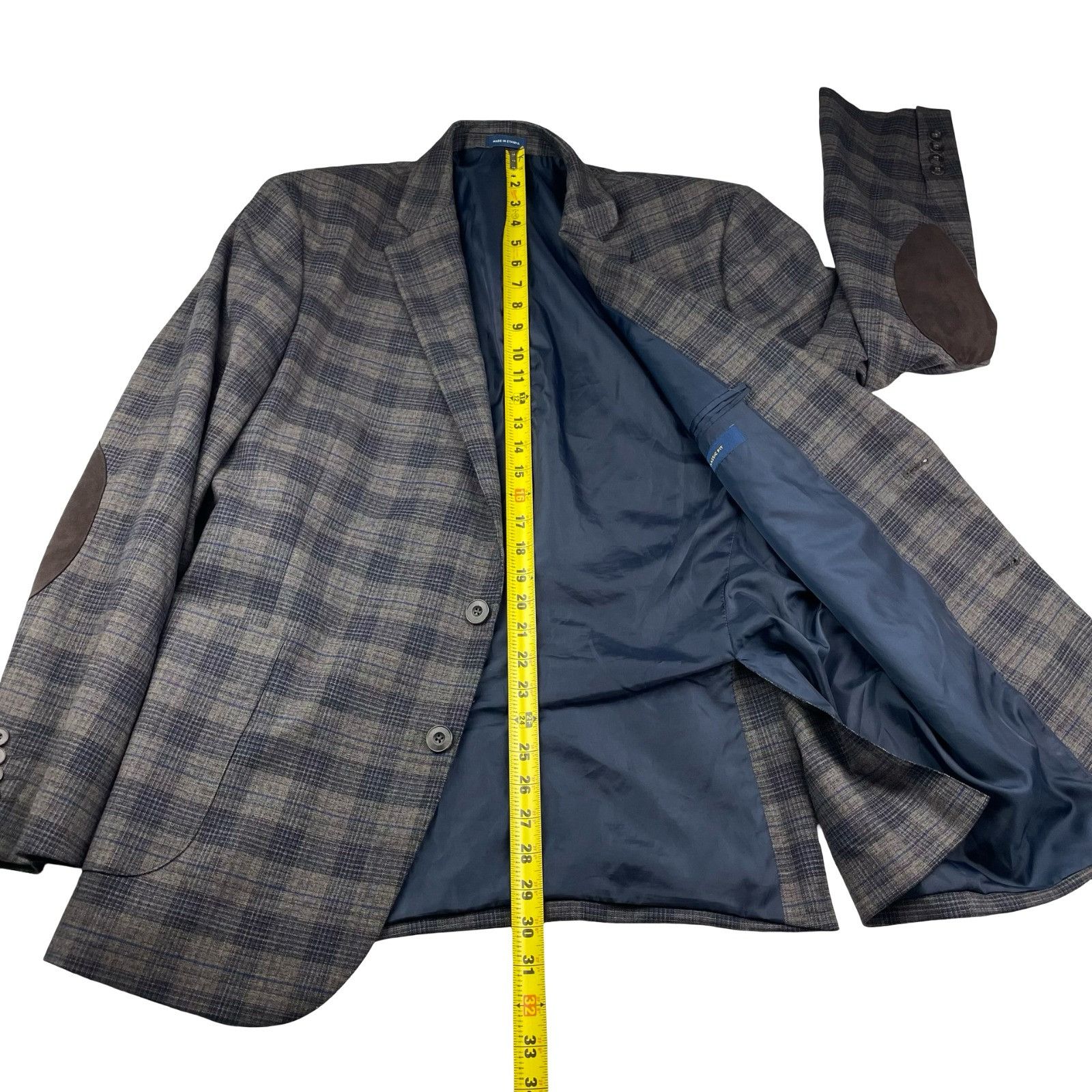 Stafford Stafford Men's Performance Elbow Patches 2-Button Blazer Gra Size 46R - 13 Thumbnail