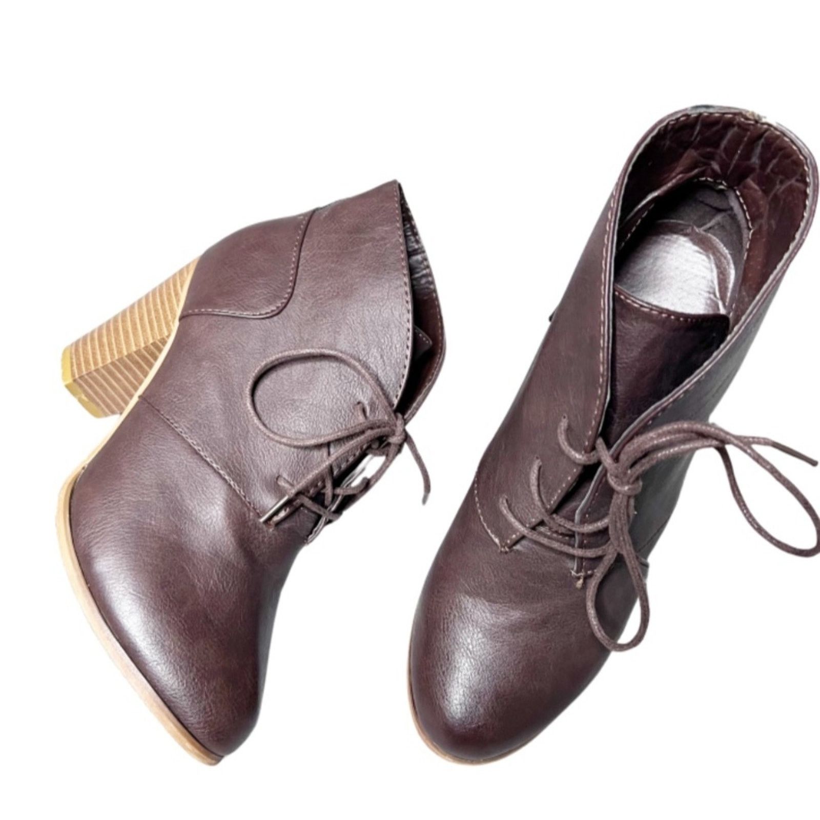 Other Altar'd State Women’s Brown Leather Platform Ankle Booties Size US 6.5 / IT 36.5 - 8 Thumbnail
