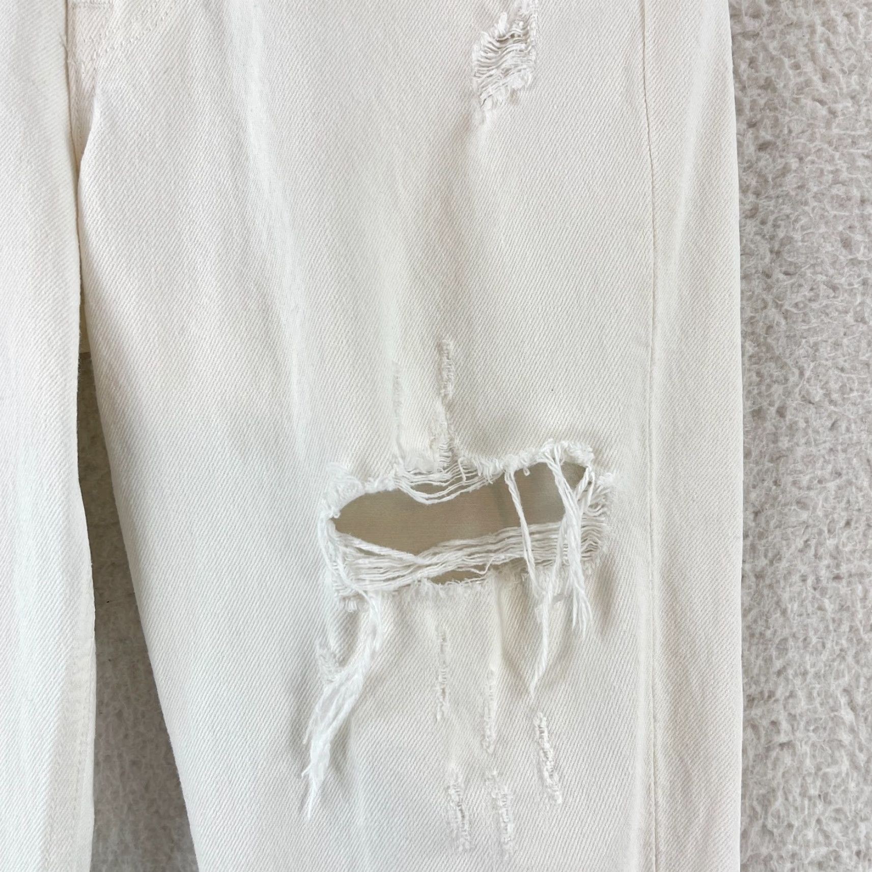GRLFRND GRLFRND Jeans Womens Size 27 White Denim Skinny Distressed Mid-Rise Casual Pants Womens Size 27" / US 4 / IT 40 - 7 Thumbnail