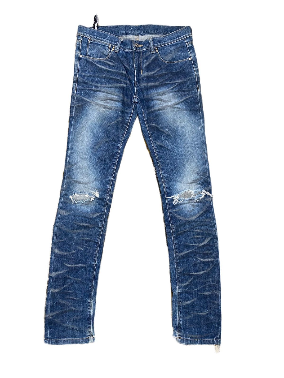 Neil Barrett NEIL BARRET RIPPED JEANS SLIM TYPE, STRIPE DISTRESS RARE Size US 32 / EU 48 - 1 Thumbnail
