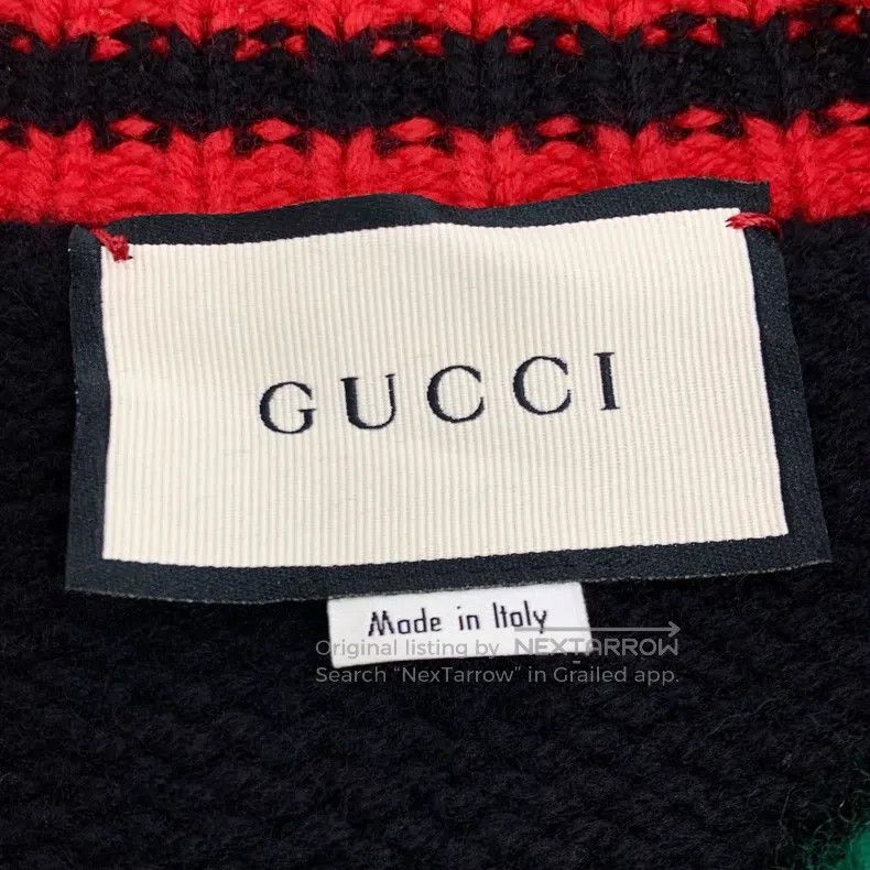Gucci Gucci Colour-blocked striped letter plush plush wool V-nec Size US XS / EU 42 / 0 - 5 Thumbnail