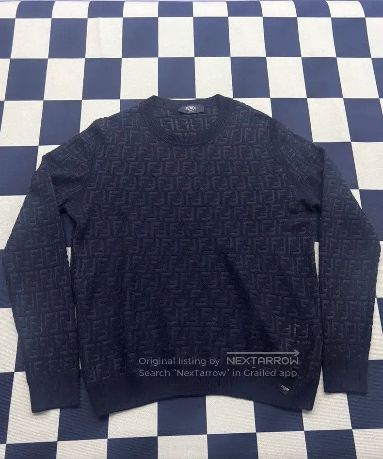 Fendi Fendi FF Pattern Round Neck Knit Woolen Sweater - Black Size US L / EU 52-54 / 3 - 7 Thumbnail