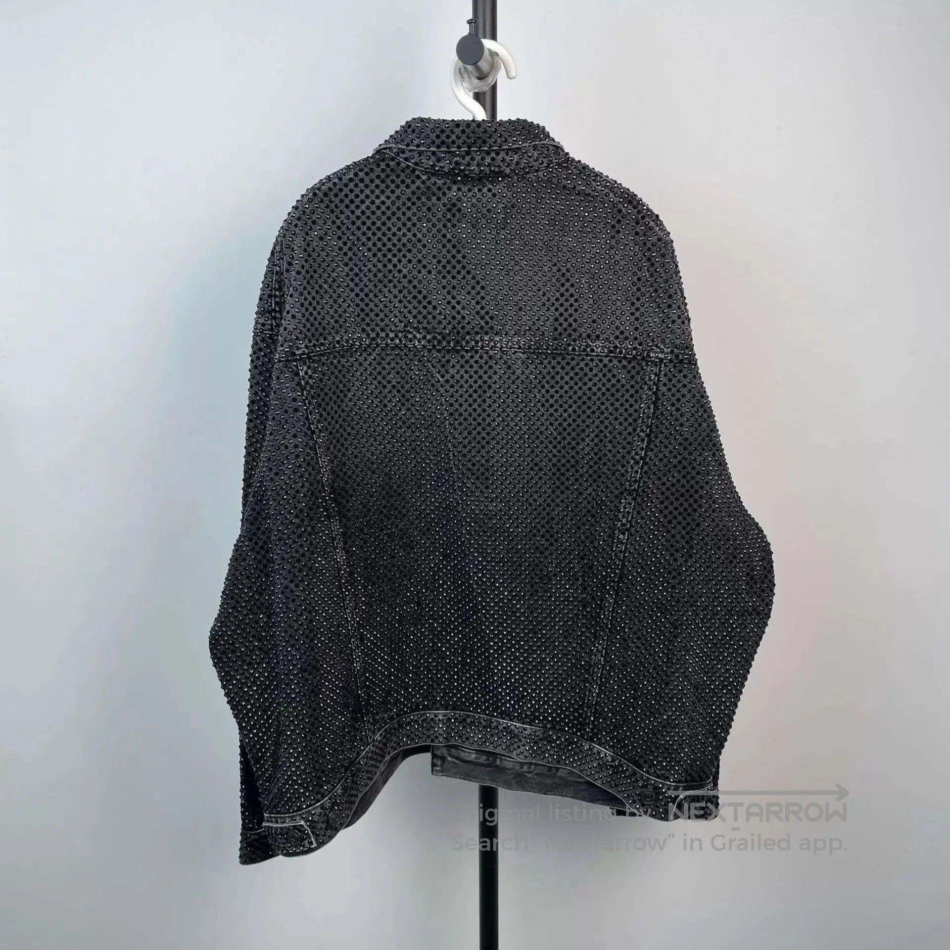 Balenciaga Black Perforated Denim Jacket Size S. Size US S / EU 44-46 / 1 - 2 Thumbnail
