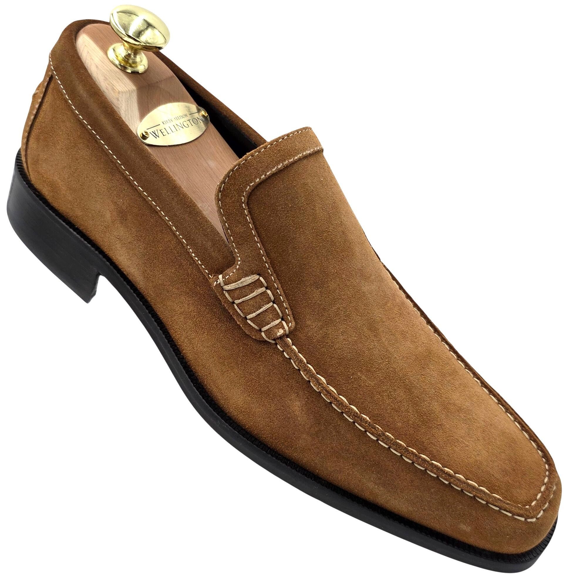 Donald Pliner NEW Donald J. Pliner Italy Camel Tan Sport Suede Loafers 7M Size US 7 / EU 40 - 7 Thumbnail