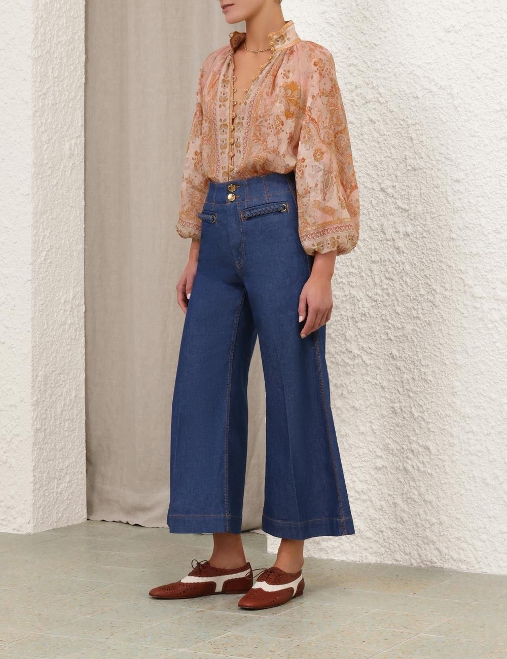 Zimmermann oc11z1025 Acacia Billow Blouse in Multicolor Size M / US 6-8 / IT 42-44 - 7 Thumbnail