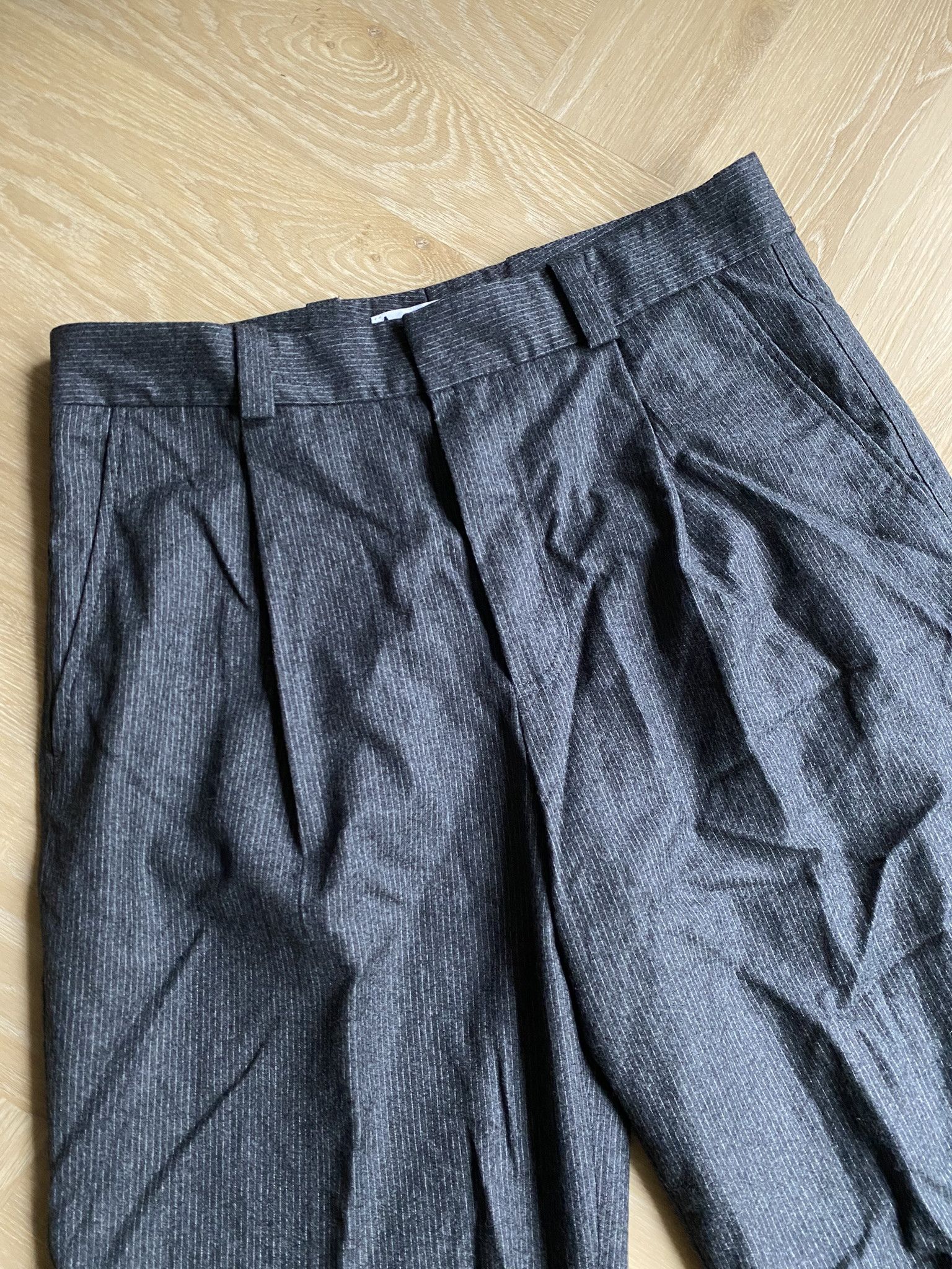 Acne Studios 46/S - Pinstriped Trousers In Grey Melange - 100% Wool Size US 30 / EU 46 - 10 Thumbnail