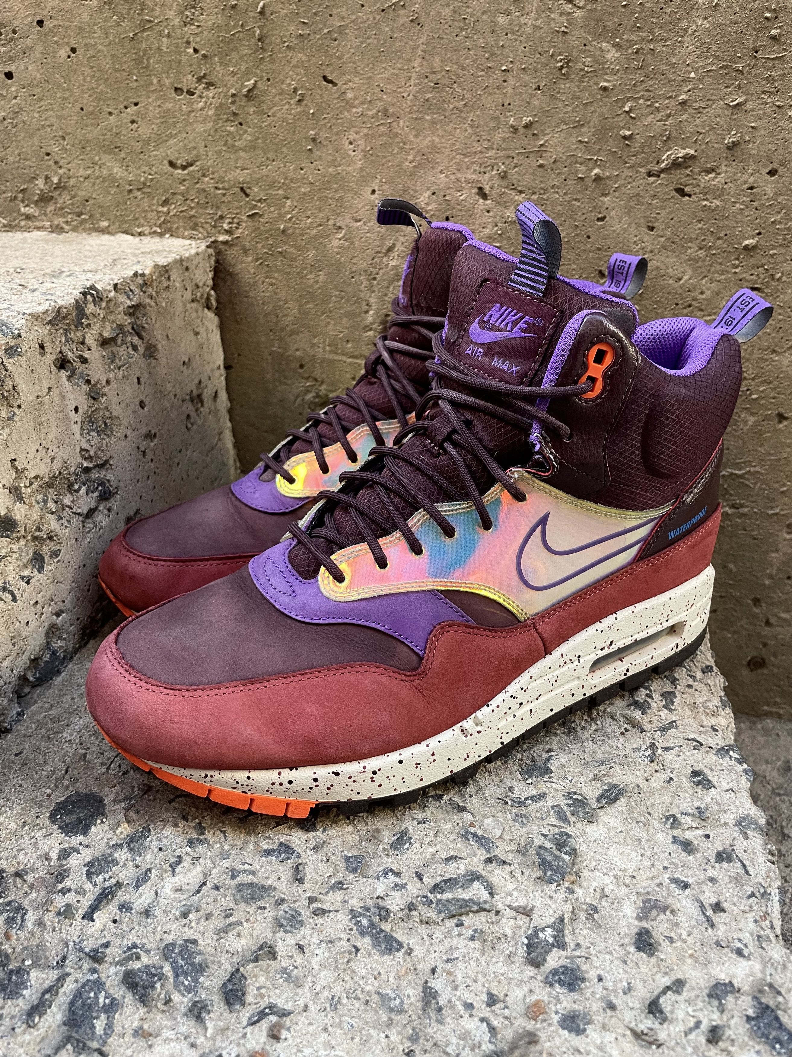 Nike × Vintage Nike WMNS Shoes Air Max 1 Mid Sneakerbord Deep Burgundy Size US 10.5 / IT 40.5 - 4 Thumbnail