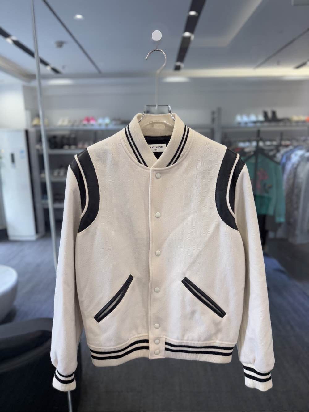 Saint Laurent Paris Saint Laurent Wool Leather Varsity Bomber Jacket Size 52 Size US L / EU 52-54 / 3 - 1 Thumbnail
