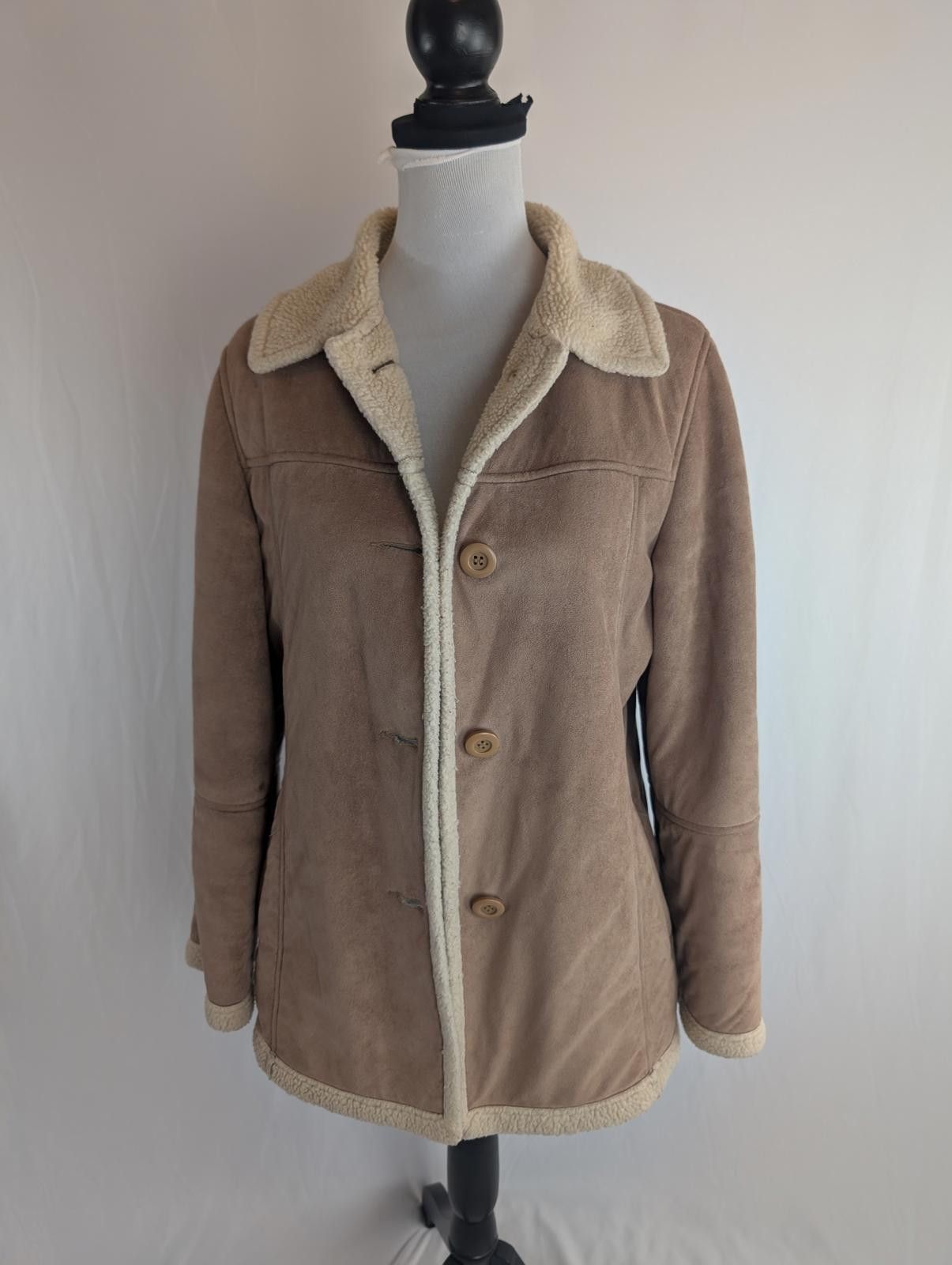 Ute Ploier VTG Utex Boho Retro 70's Ultra Suede Faux Fur Trim Coat Size S / US 4 / IT 40 - 1 Thumbnail