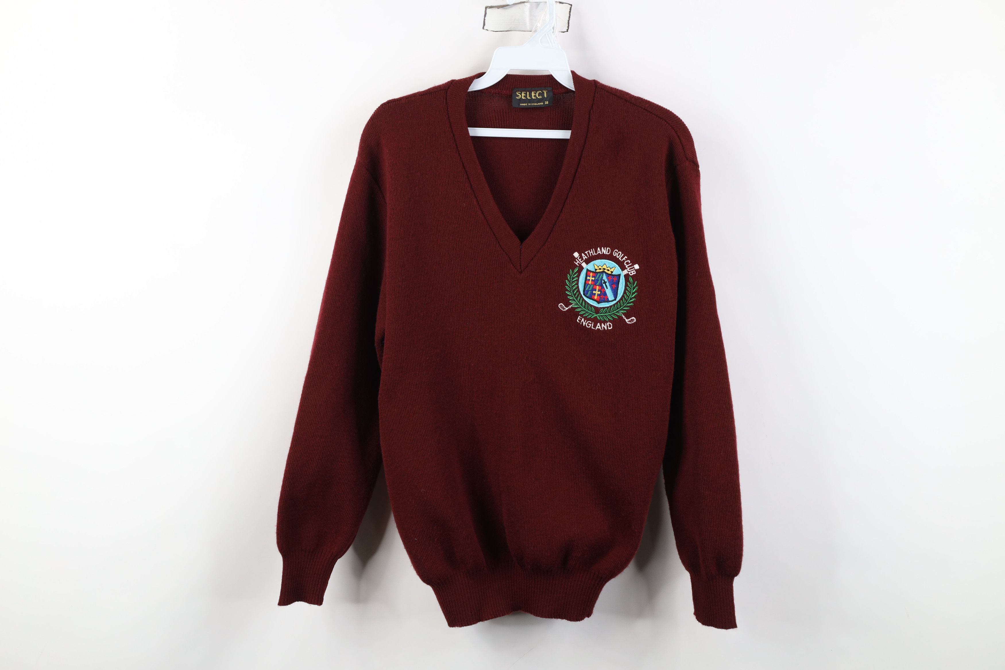 Vintage Vintage 70s 80s Golf Club England Knit V-Neck Sweater Red Size US L / EU 52-54 / 3 - 1 Thumbnail