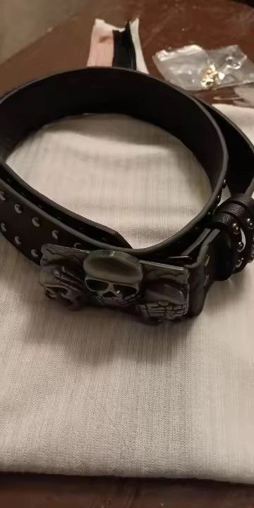 Japanese Brand Punk Skull Studded Belt - Three Wise Skulls Buckle - Gothic Size 32 - 4 Thumbnail
