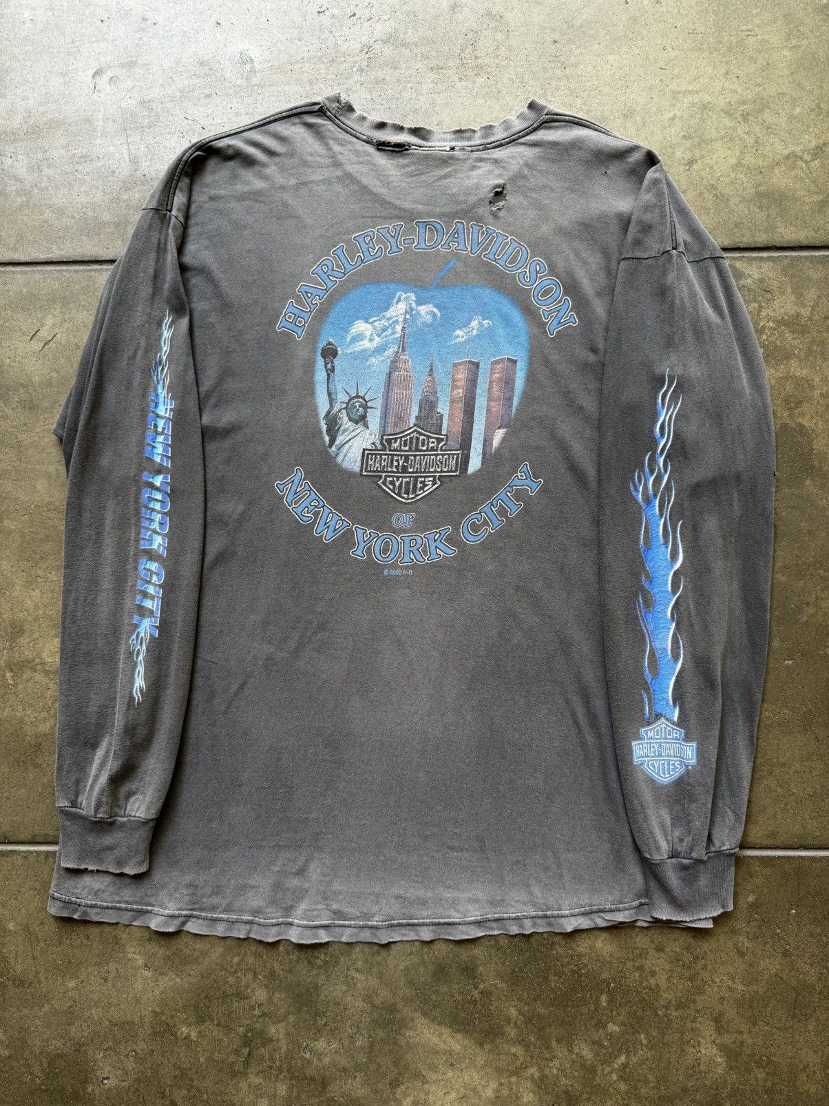 Vintage 2000 Harley Davidson Flames New York Tee Shirt Twin Towers Size US XXL / EU 58 / 5 - 1 Thumbnail