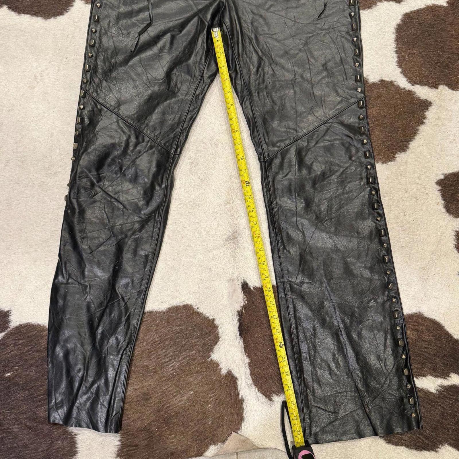 Harley Davidson 🖤 Vintage Rare Heavy Studded Harley-Davidson Leather Pants Size US 30 / EU 46 - 7 Thumbnail