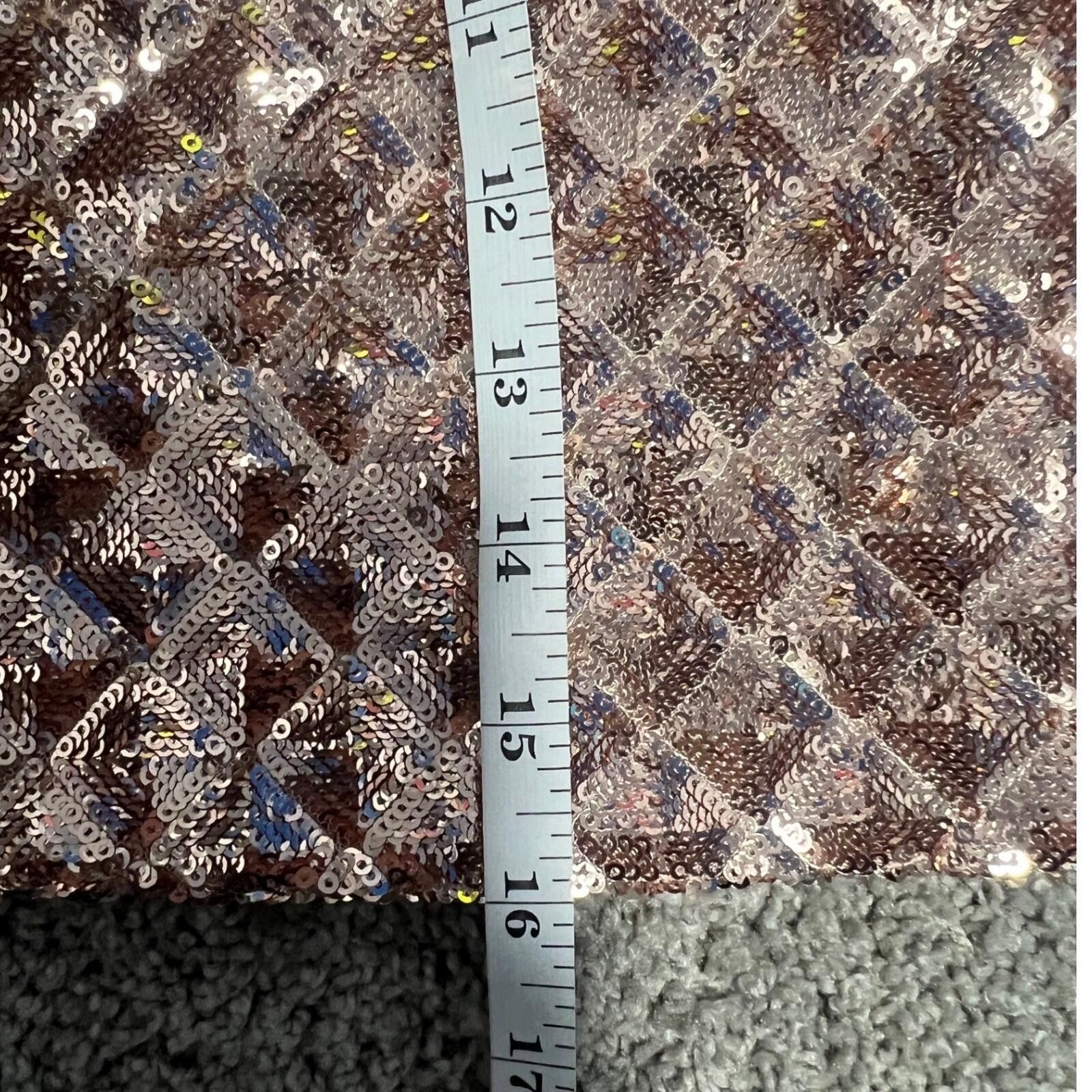 Other She + Sky Rose Gold Sequin Diamond Mini Geometric L Large Size 36" / US 14 / IT 50 - 3 Thumbnail