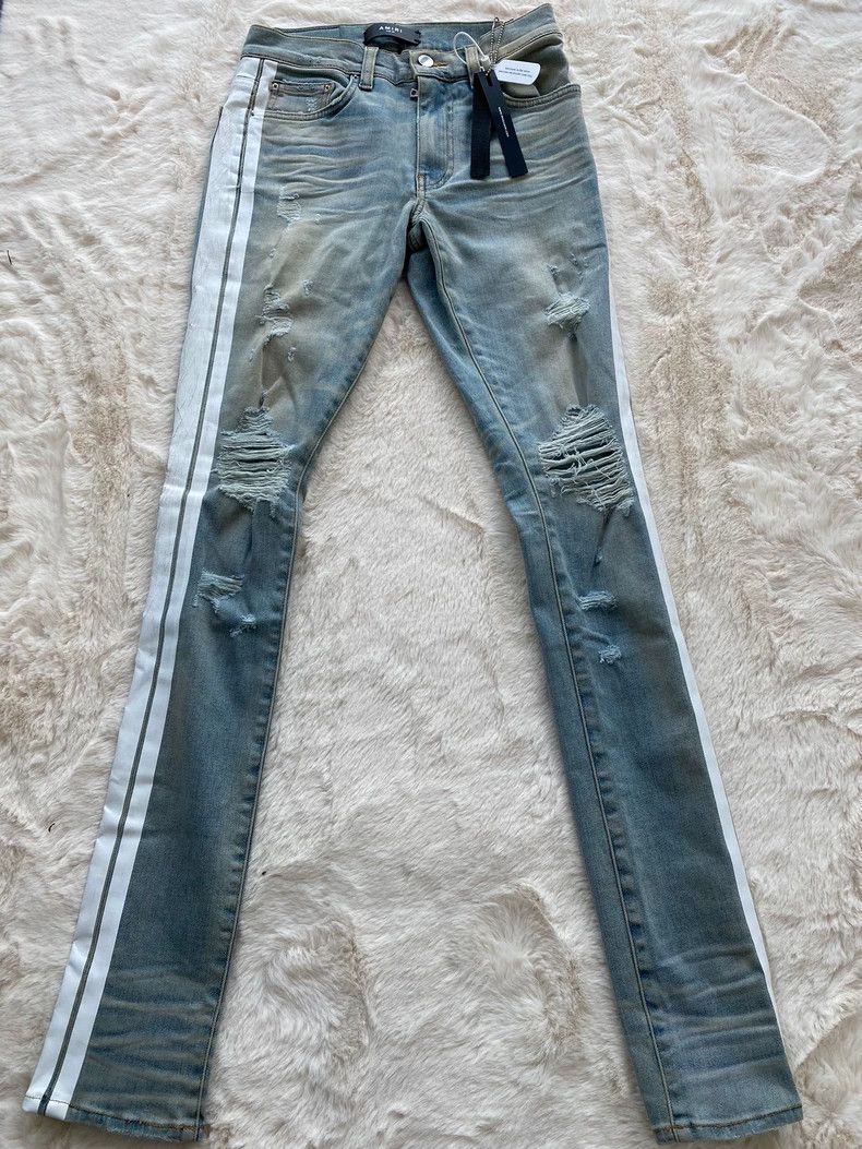 Amiri Amiri Washed blue sports side strip destroys jeans 2501-Nex Size US 29 - 1 Thumbnail