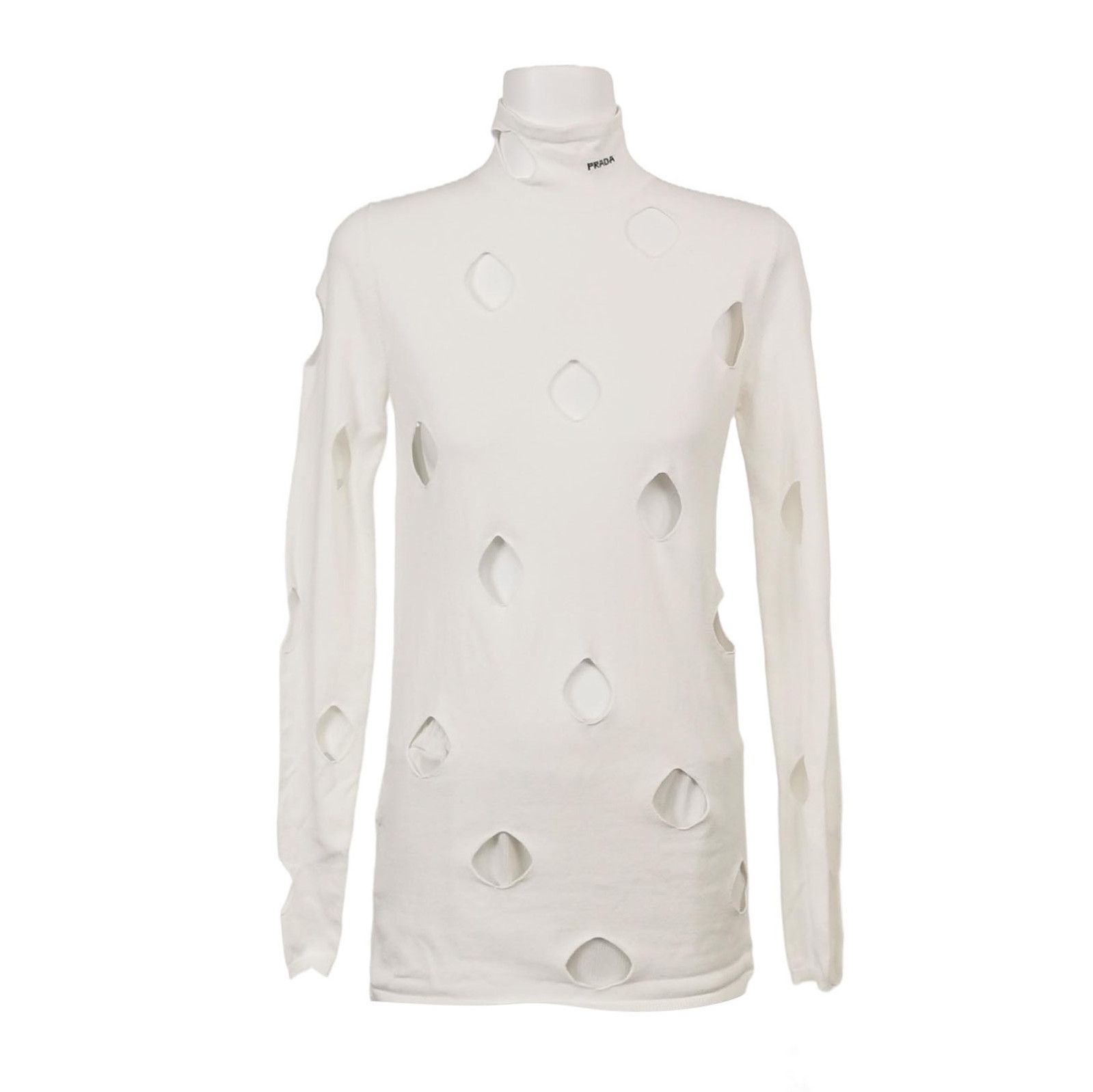 Prada Prada Logo Knit Top with Cut-Outs 0089 Size L / US 10 / IT 46 - 1 Thumbnail
