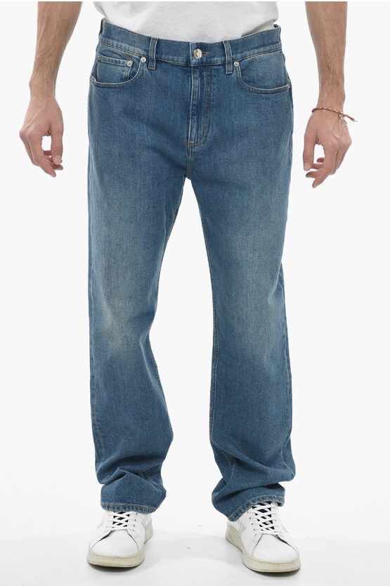 image of Burberry Stonewashed Effect Denims With Back Embroidered Logo in Blue, Men's (Size 36)