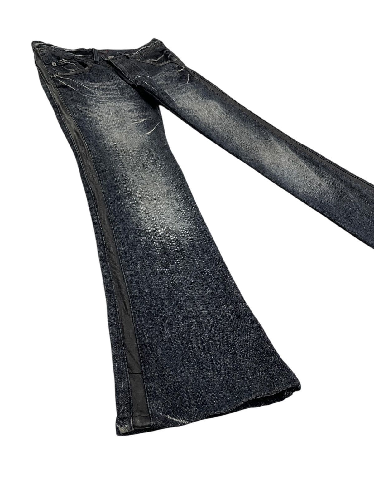 If Six Was Nine × Japanese Brand × Morgan Homme Morgan Homme Japan Leather Stripe Flare Jeans Size US 30 / EU 46 - 3 Thumbnail