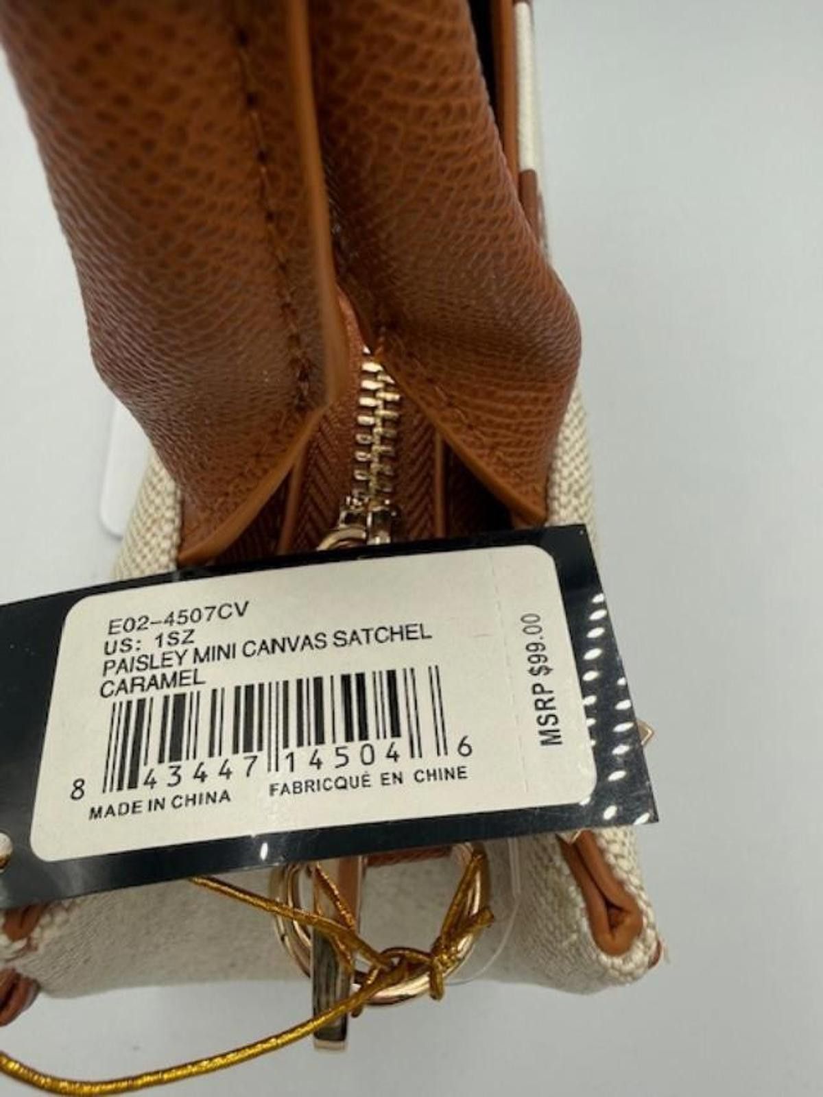 United Colors Of Benetton NWT Bebe Paisley Mini Canvas hand bag - Caramel color Size ONE SIZE - 4 Thumbnail
