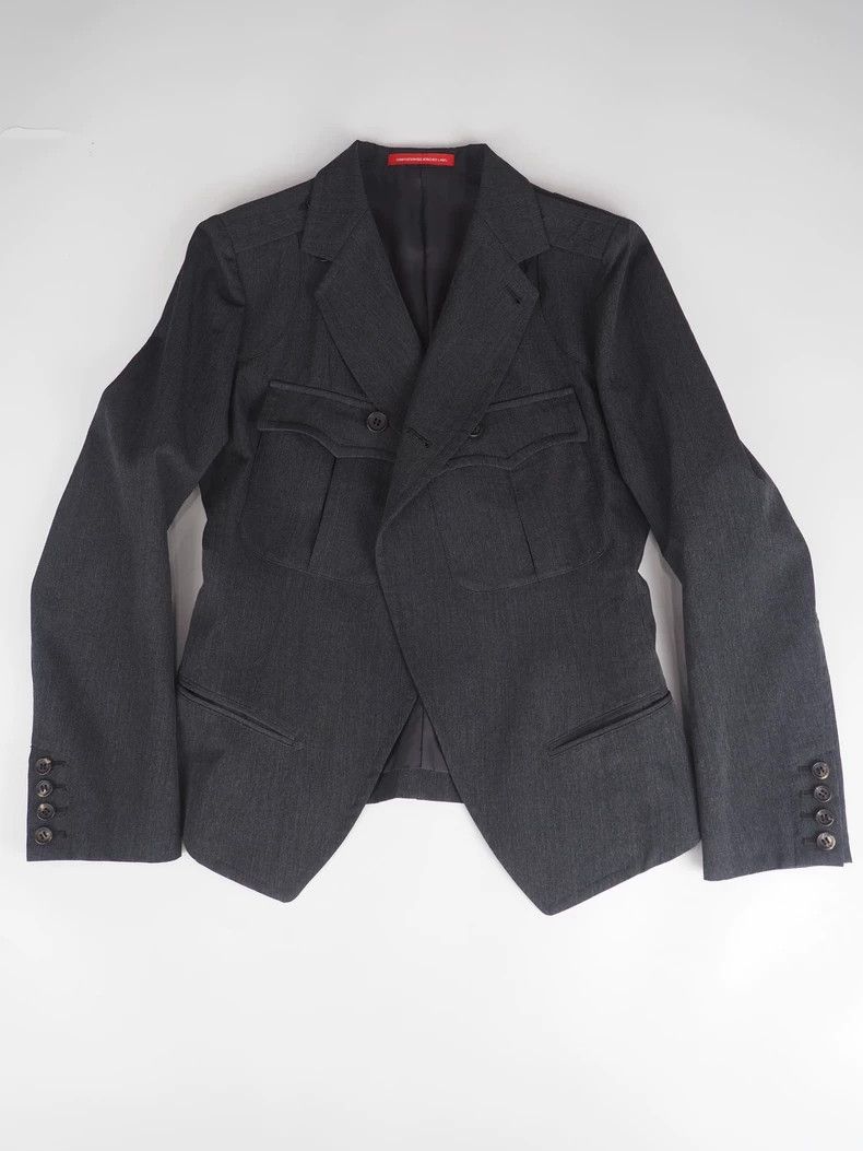 Y's Women Dark Gray Wool Blazer-dmc