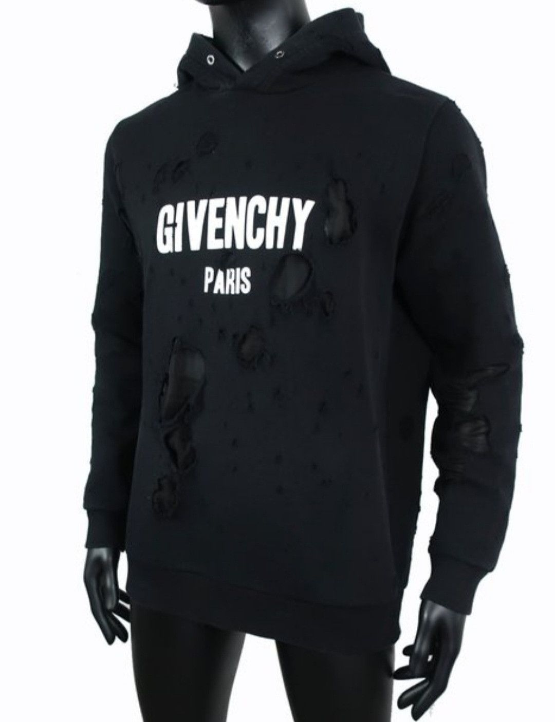 Givenchy Oversized Distressed Logo Printed Drawstring Hoodie