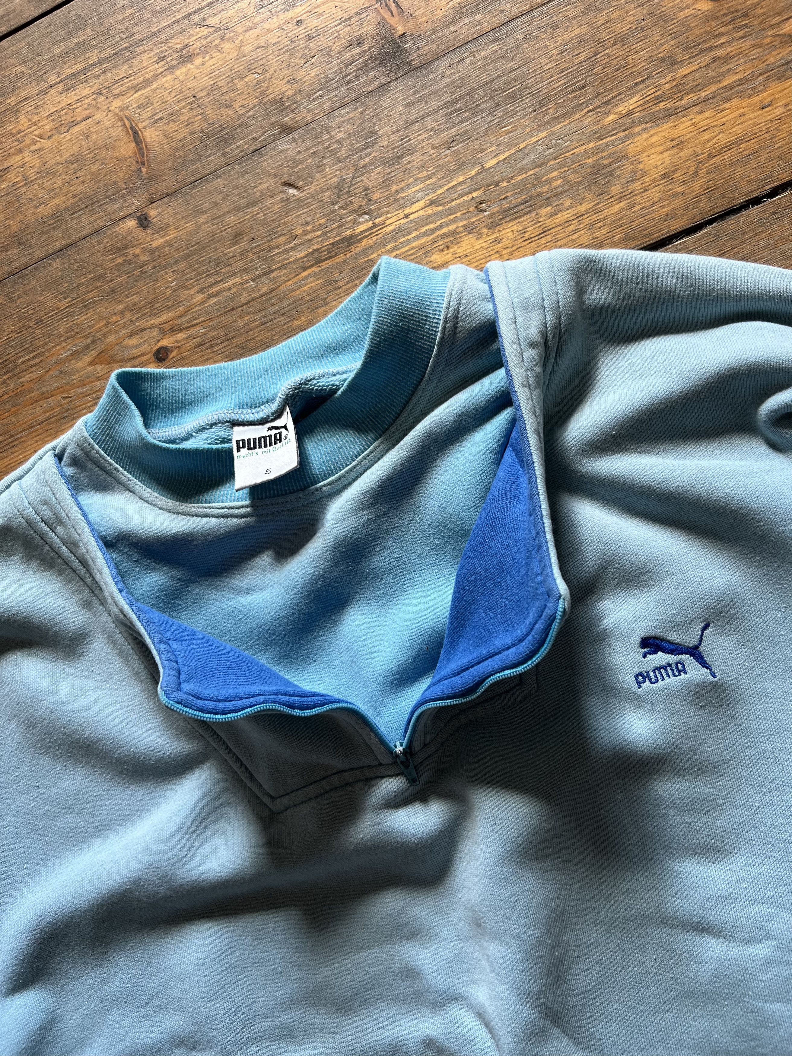 Vintage Puma Retro Double Zip Neck 1980s Sweatshirt Size US M / EU 48-50 / 2 - 2 Thumbnail