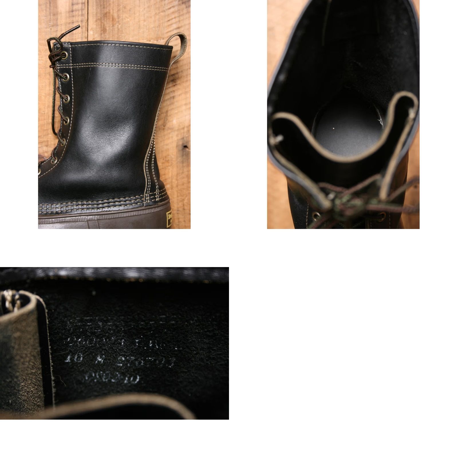 Vintage L.L. Bean Duck Boots 10" Brown Rubber Black Leather 8-Eye Unlined Women's 10M Shoes Boots Size US 10 / IT 40 - 9 Thumbnail