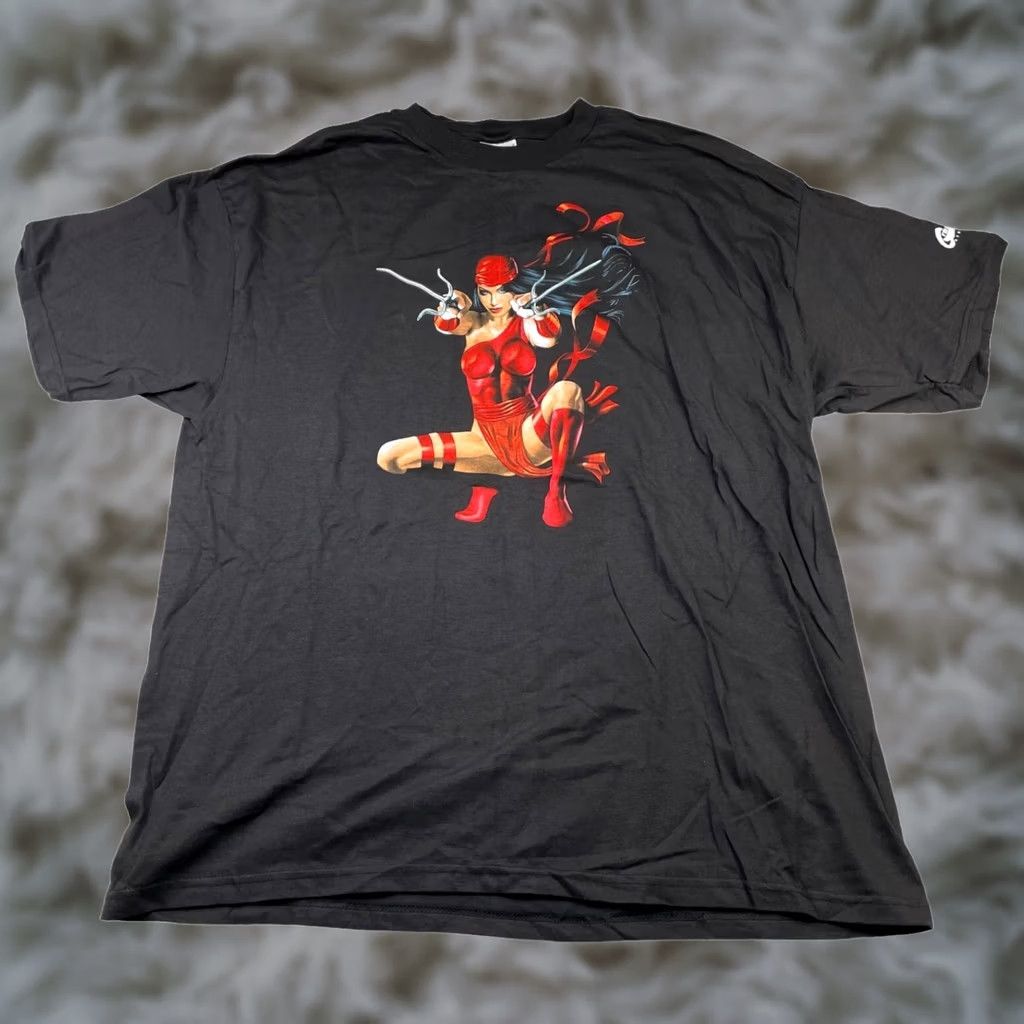 Hanes Hanes T-Shirt Men Marvel Elektra Dare Devil Manuel 2001 Graphitti Black MEDIUM Short Sleeve Crew Neck Cotton VTG NEW with Tags Size US M / EU 48-50 / 2 - 1 Thumbnail