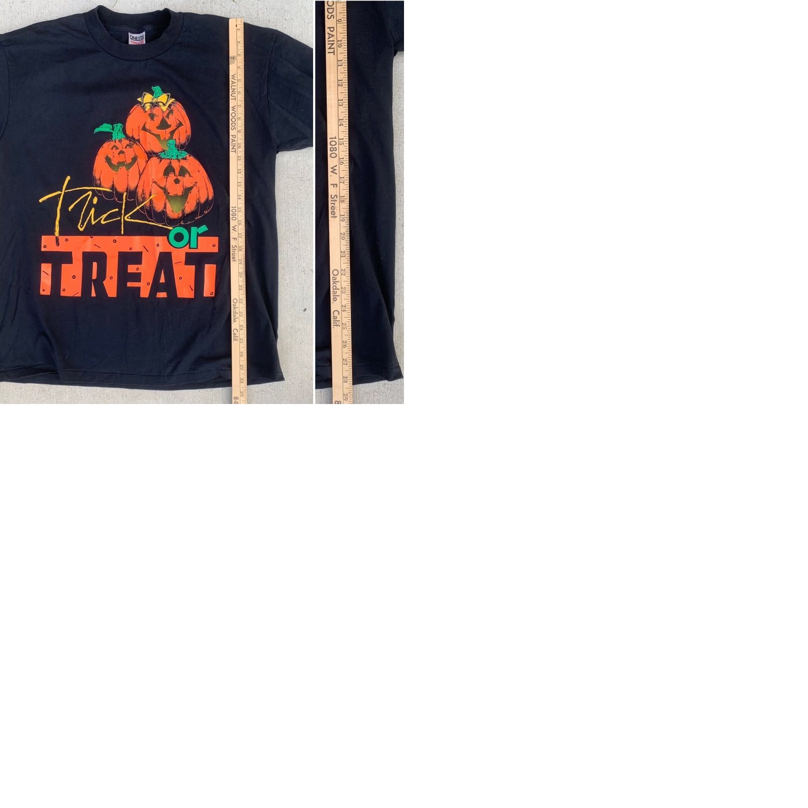 Vintage VINTAGE Trick or Treat T Shirt Halloween Jack O’lantern single stitch XL Men T-Shirt Black Halloween 90s or event theme? Size US XL / EU 56 / 4 - 9 Thumbnail