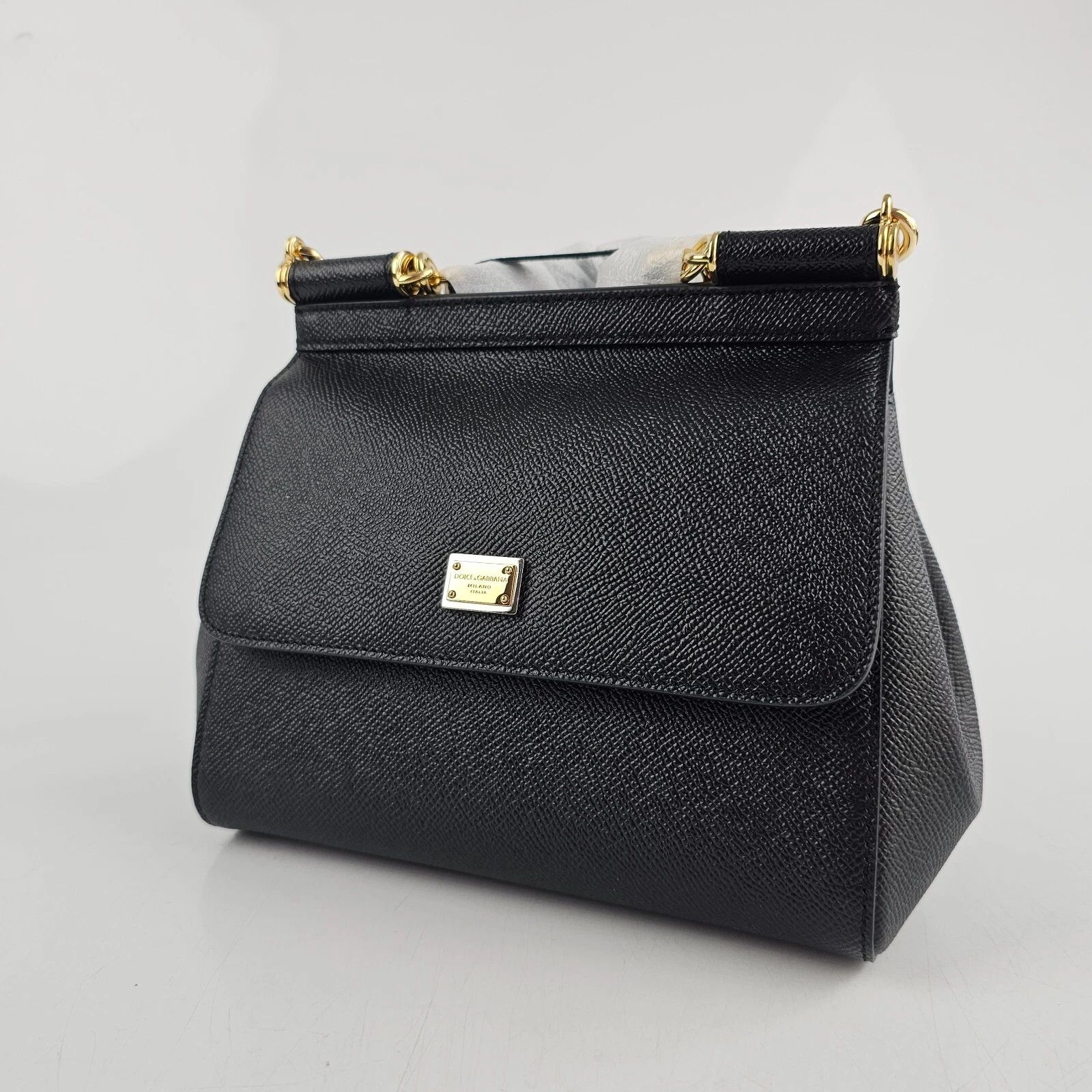 Dolce & Gabbana D&G Medium Sicily Black Leather Top Handle Bag Size ONE SIZE - 4 Thumbnail