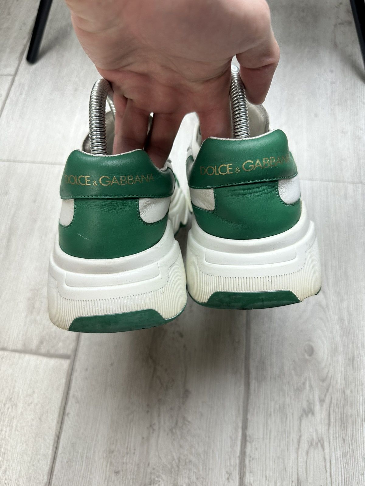 Dolce & Gabbana DOLCE & GABBANA Daymaster Sneakers Mens White/Green Leather Size US 6.5 / EU 39-40 - 5 Thumbnail